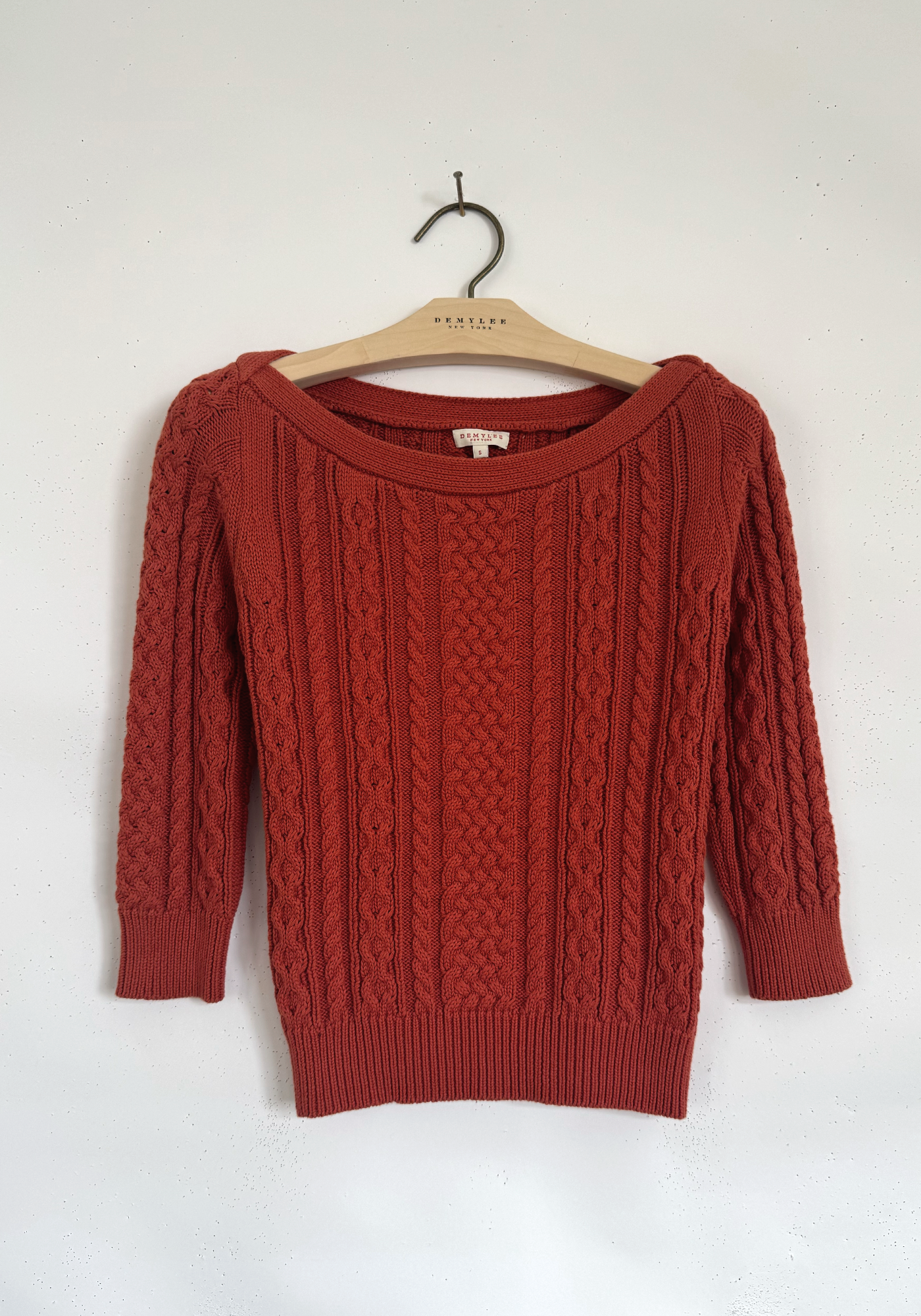 Boatneck Cable Knit Top - Burnt Orange