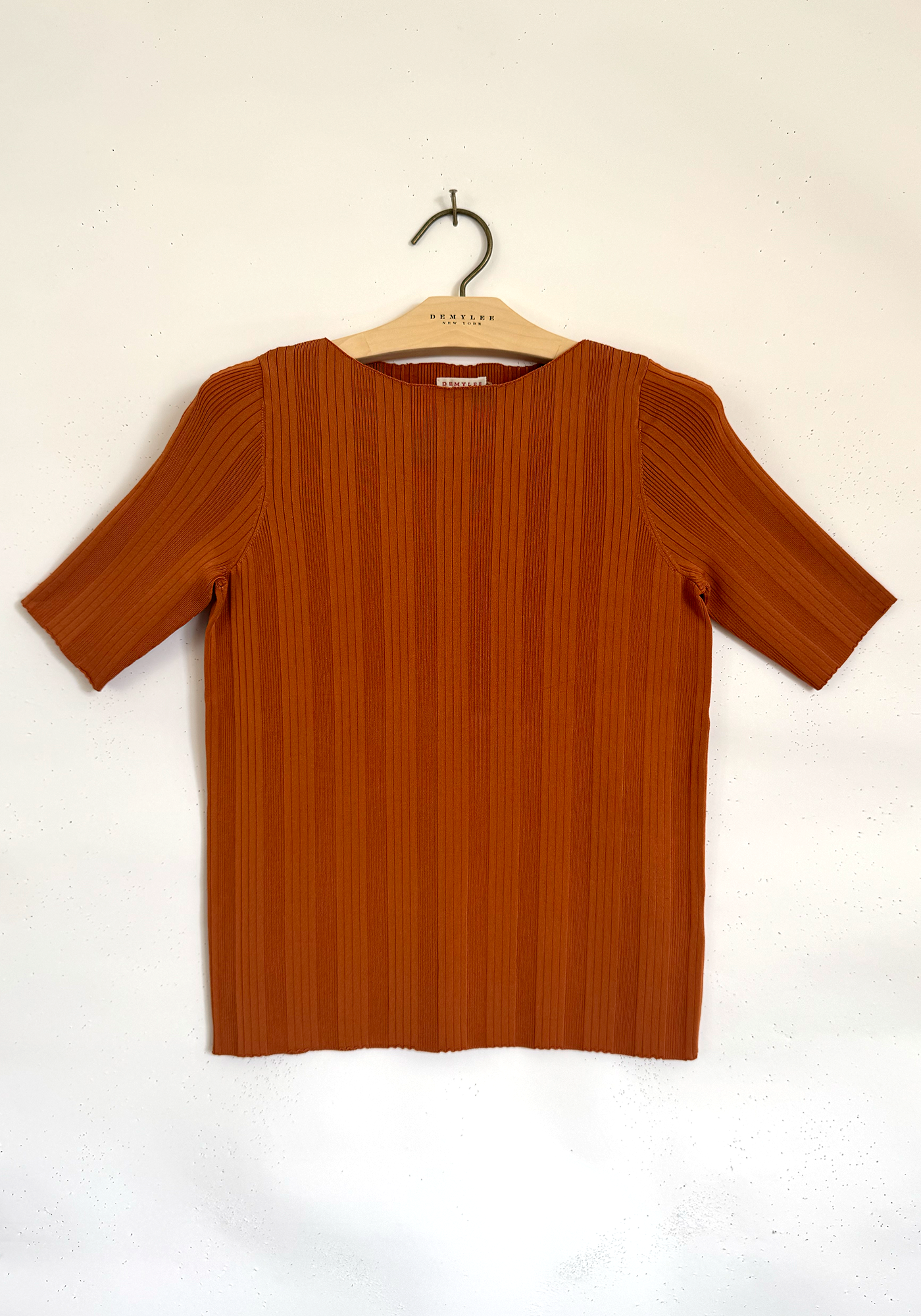 Ribbed Short Sleeve Top - Bronze