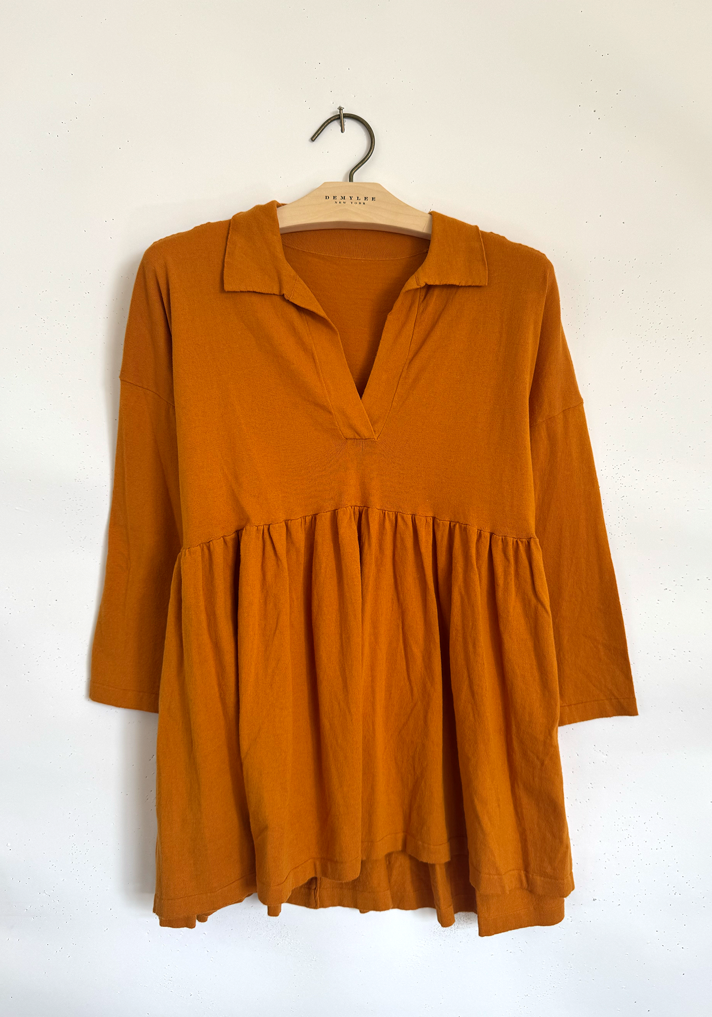 Gathered Polo Top - Tangerine
