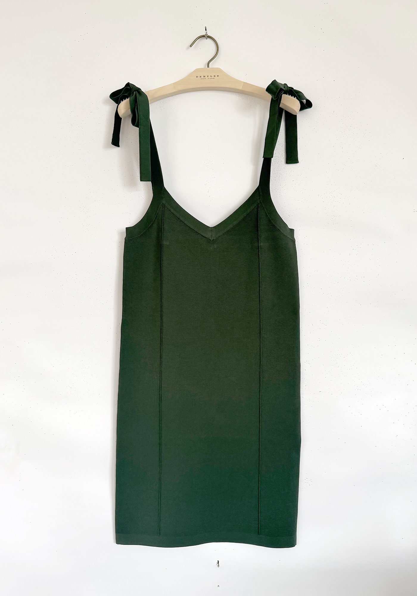 V-neck Dress With Tie Straps - Seaweed