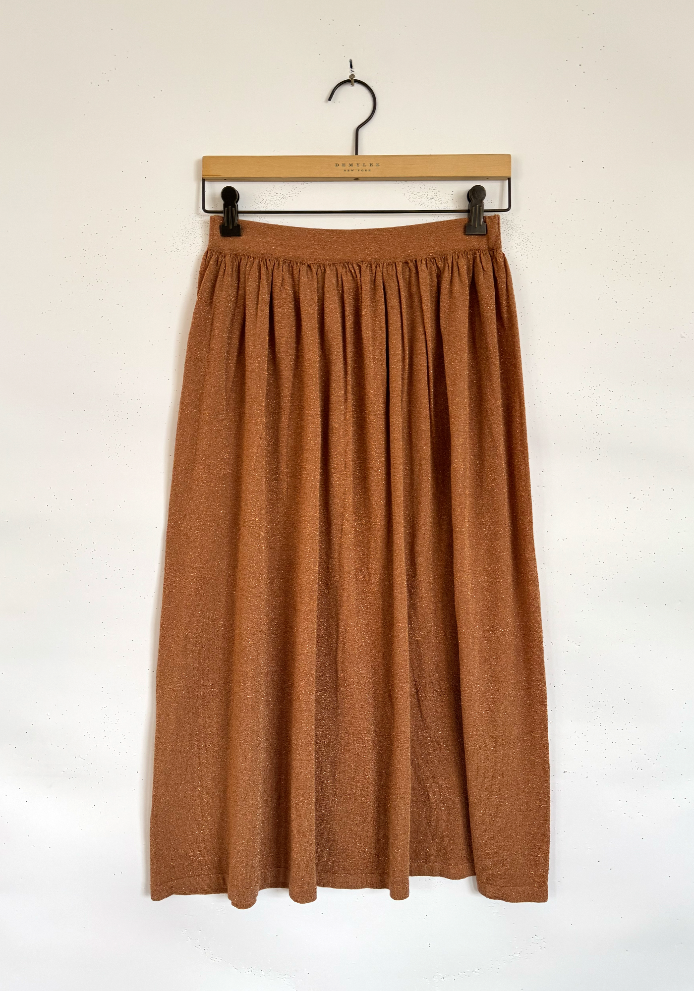 Gathered Lurex Skirt - Terracotta