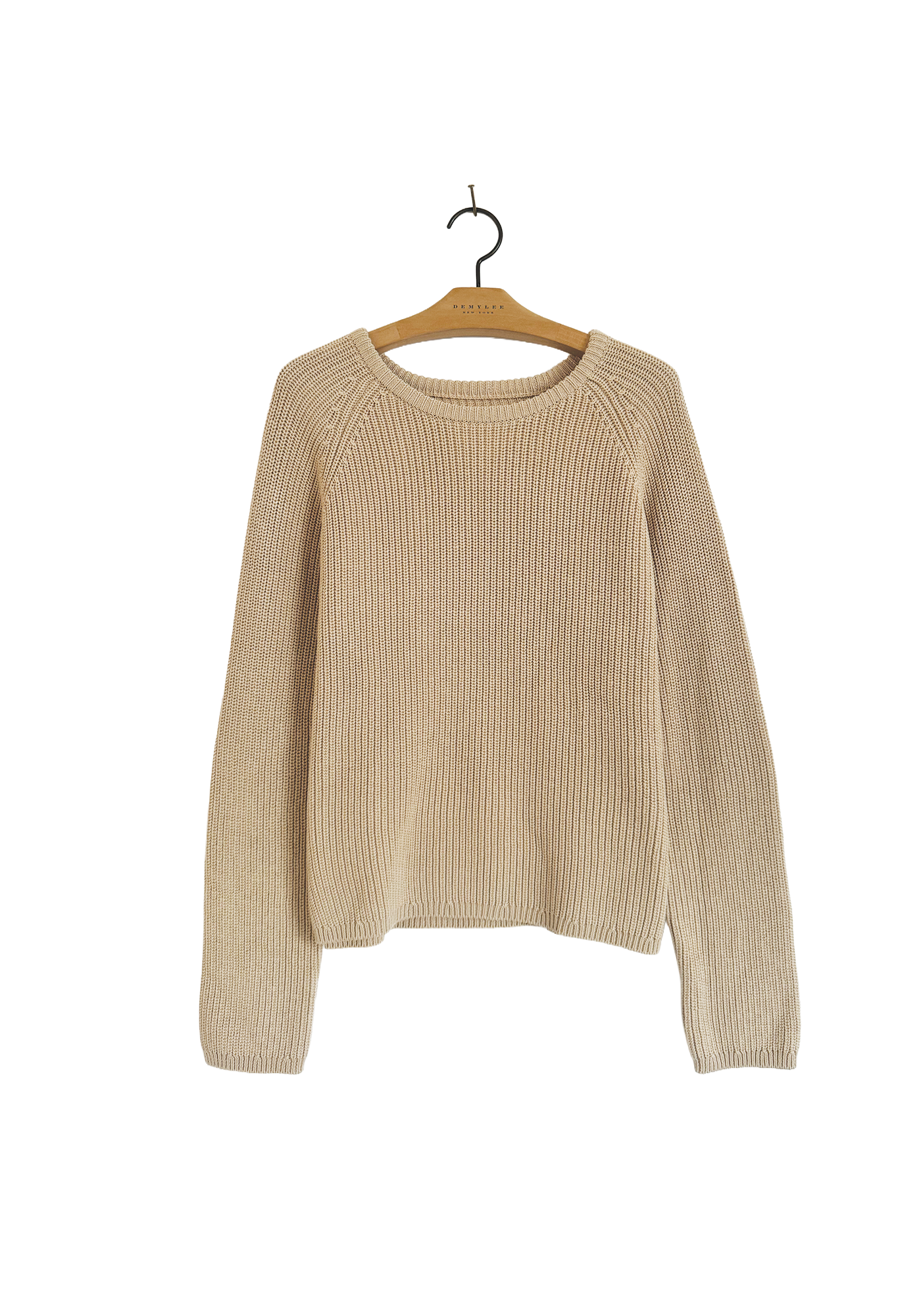 Side Slit Ribbed Crewneck - Sand