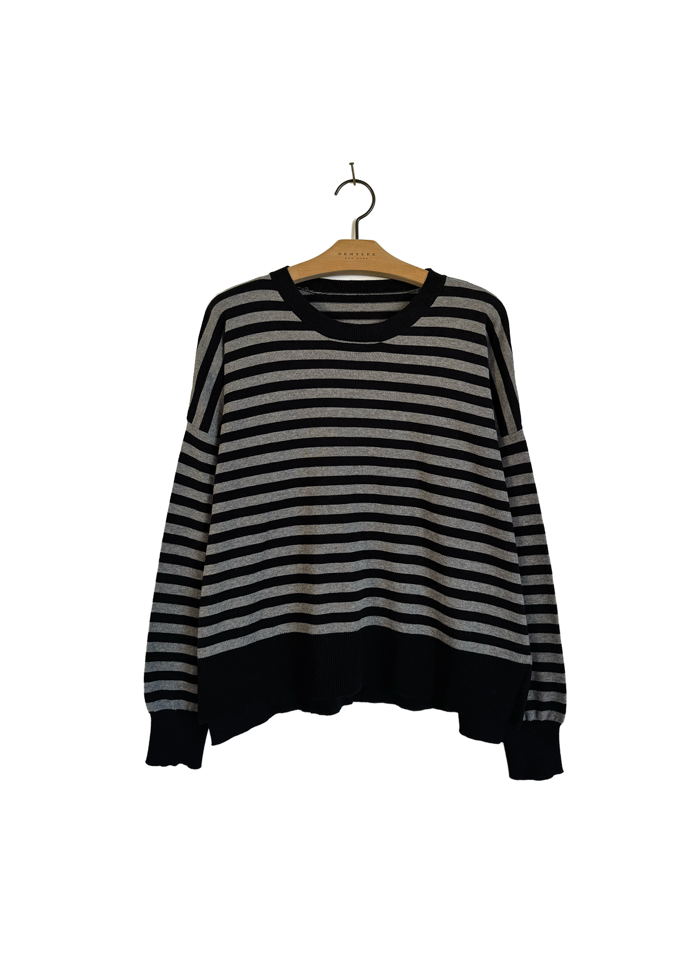 Striped Cotton Cashmere Sweater - Gray / Black