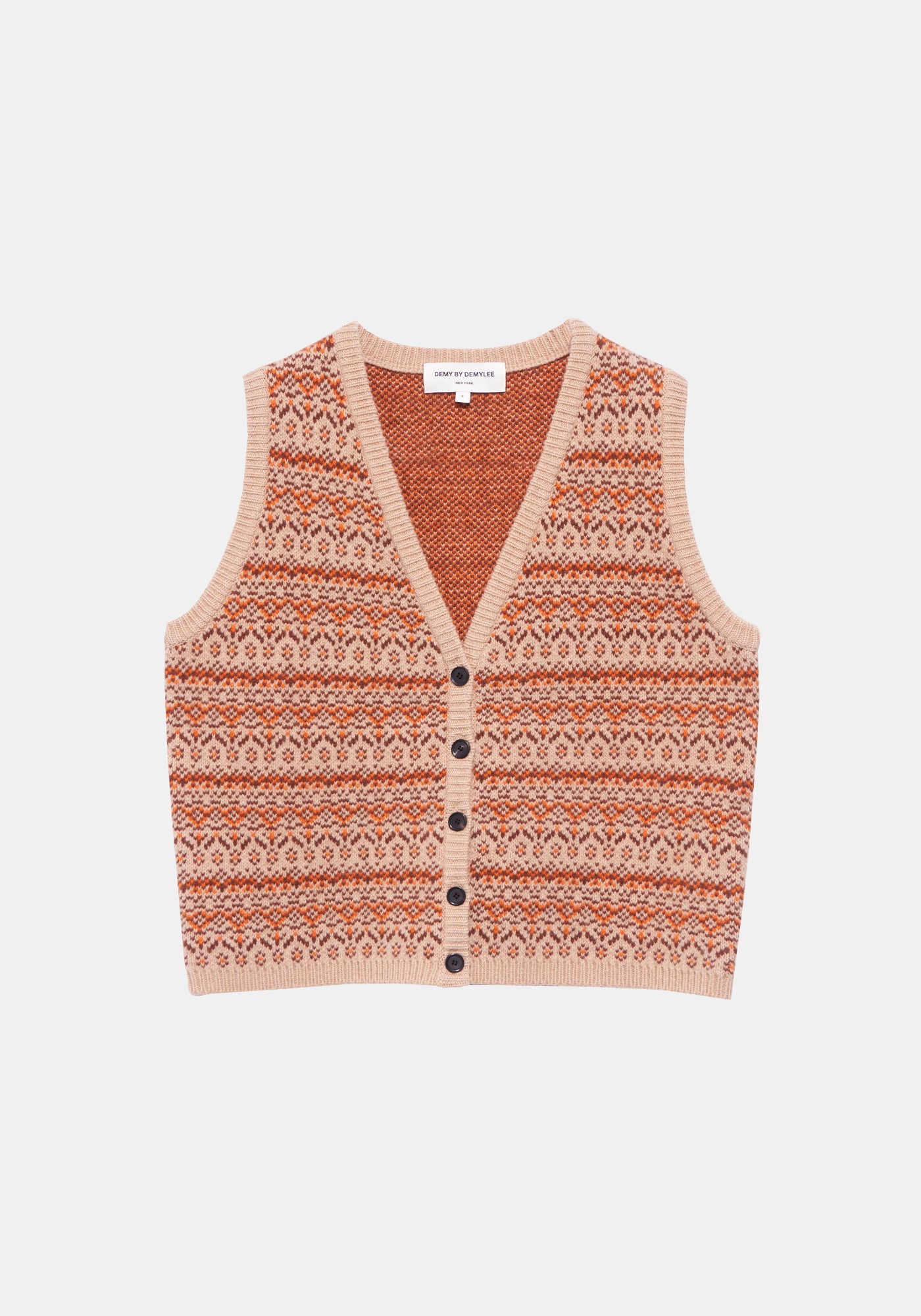 バルタ メリノウール ベスト - オートミール/オレンジ/ブラウン