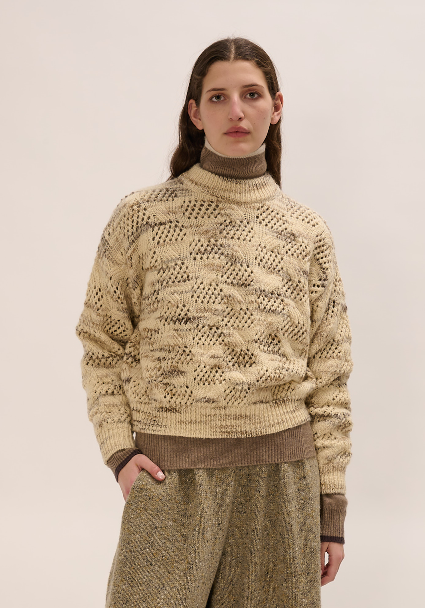 Clover Wool Sweater - Marble Brown
