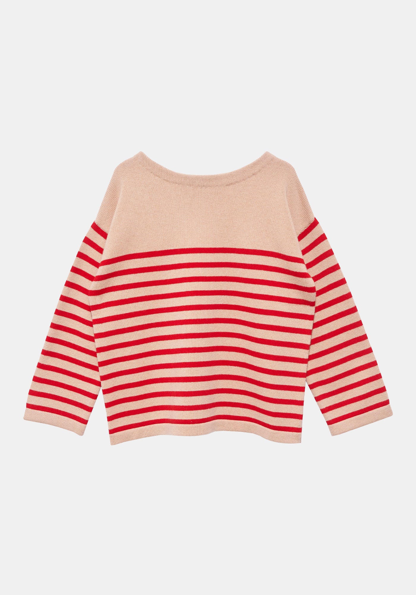 Jadran Merino Wool Stripe Sweater - Biscuit / Scarlet Red