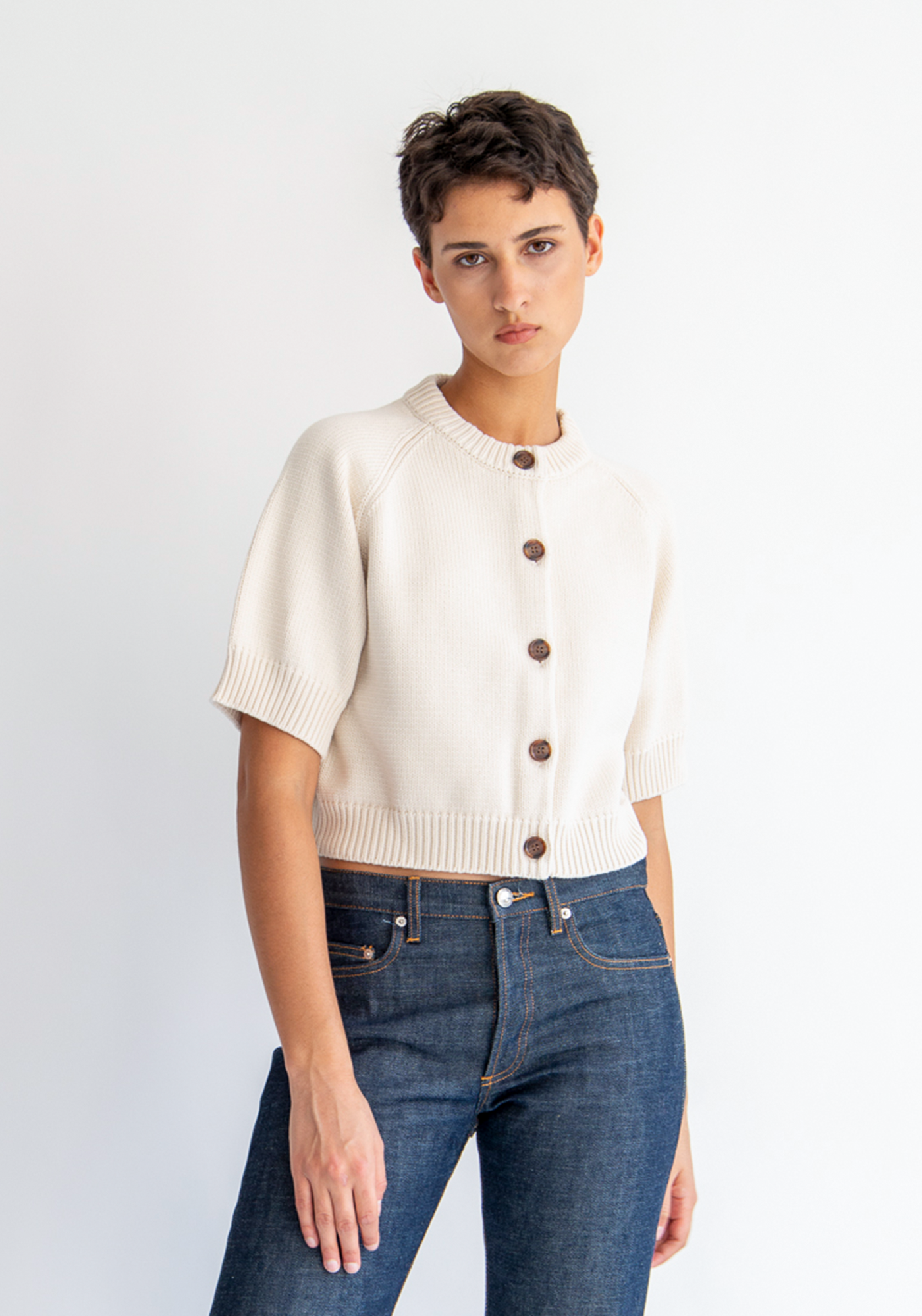 Lakti Cotton Cardigan - Natural