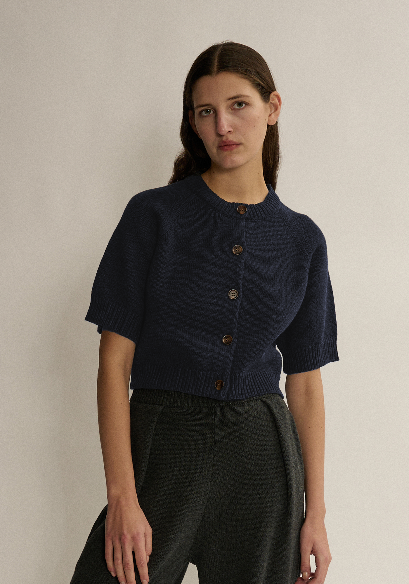 Lakti Cotton Cardigan - Navy