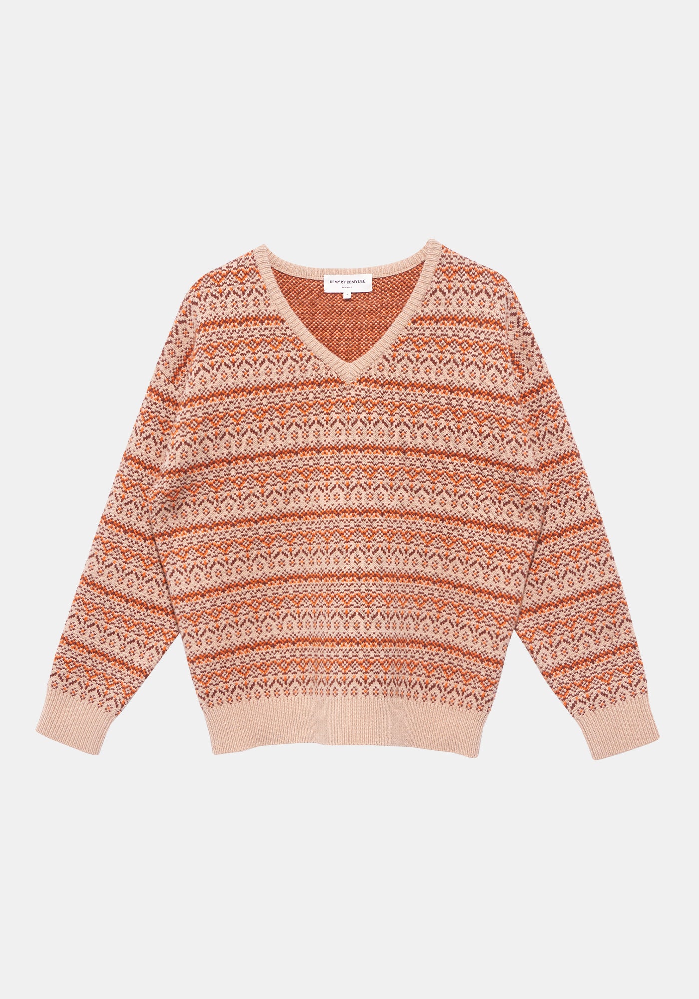 Midori Merino Wool Sweater - Oatmeal/Orange/Brown