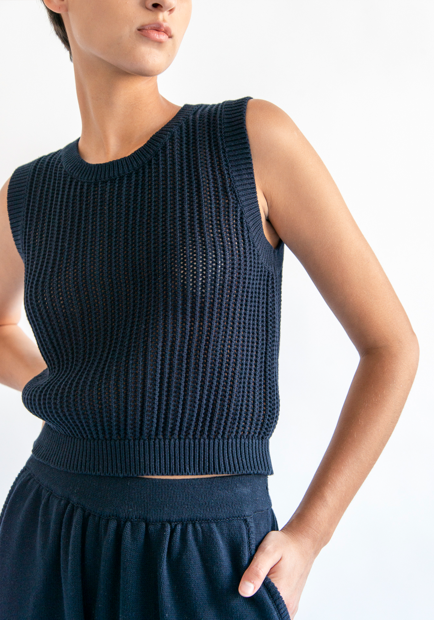 Mina Organic Cotton Top - Navy