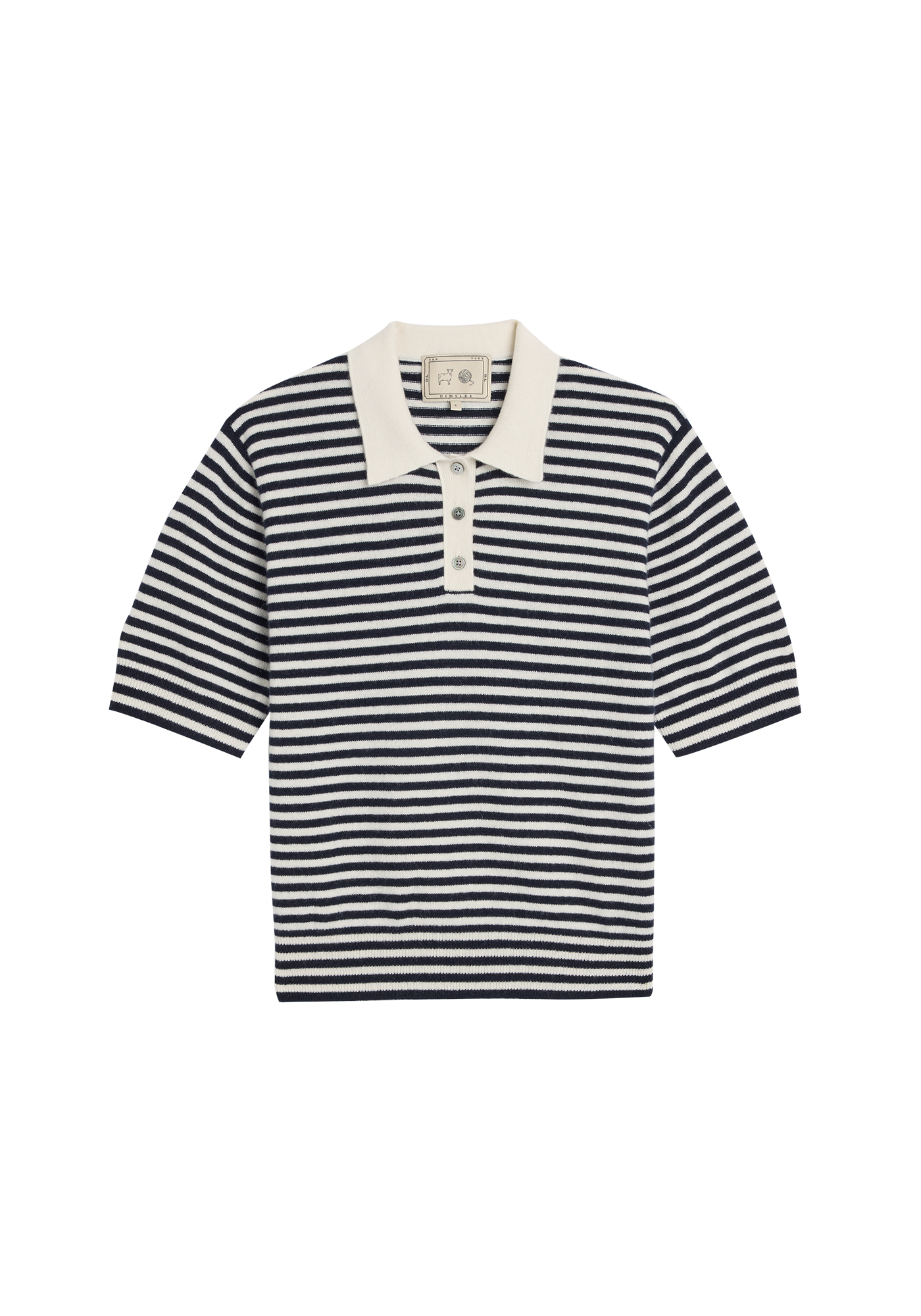 Amelia Stripe Cashmere Polo Top