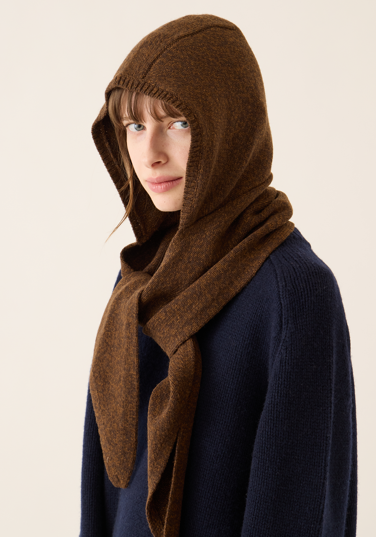 Aster Wool Melange Hooded Scarf