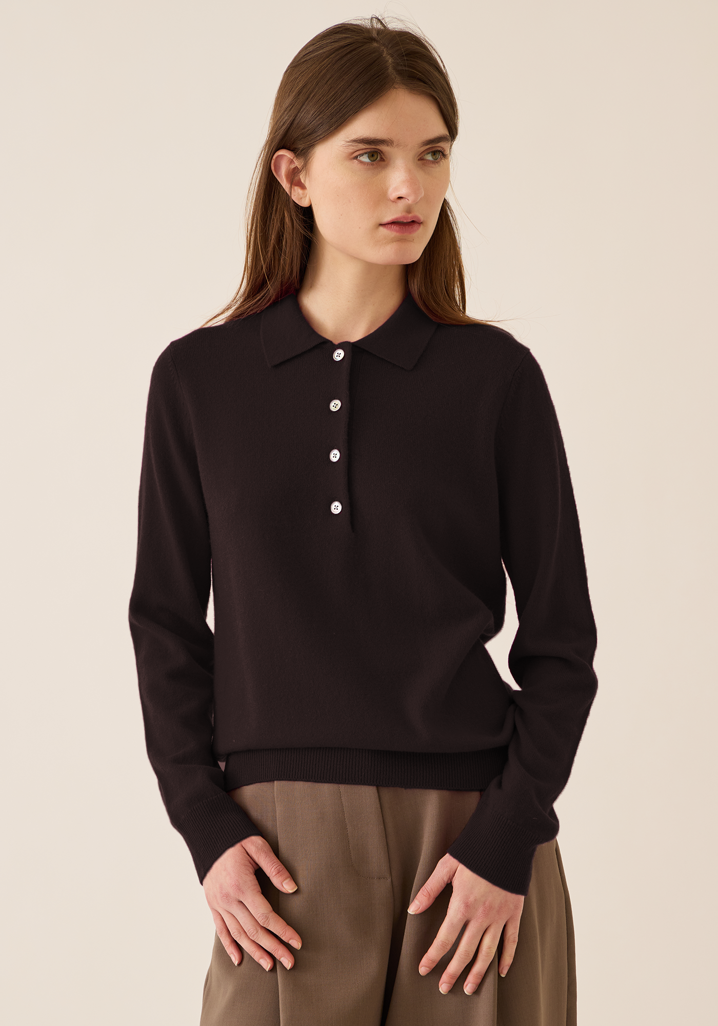Demira Cashmere Polo Sweater