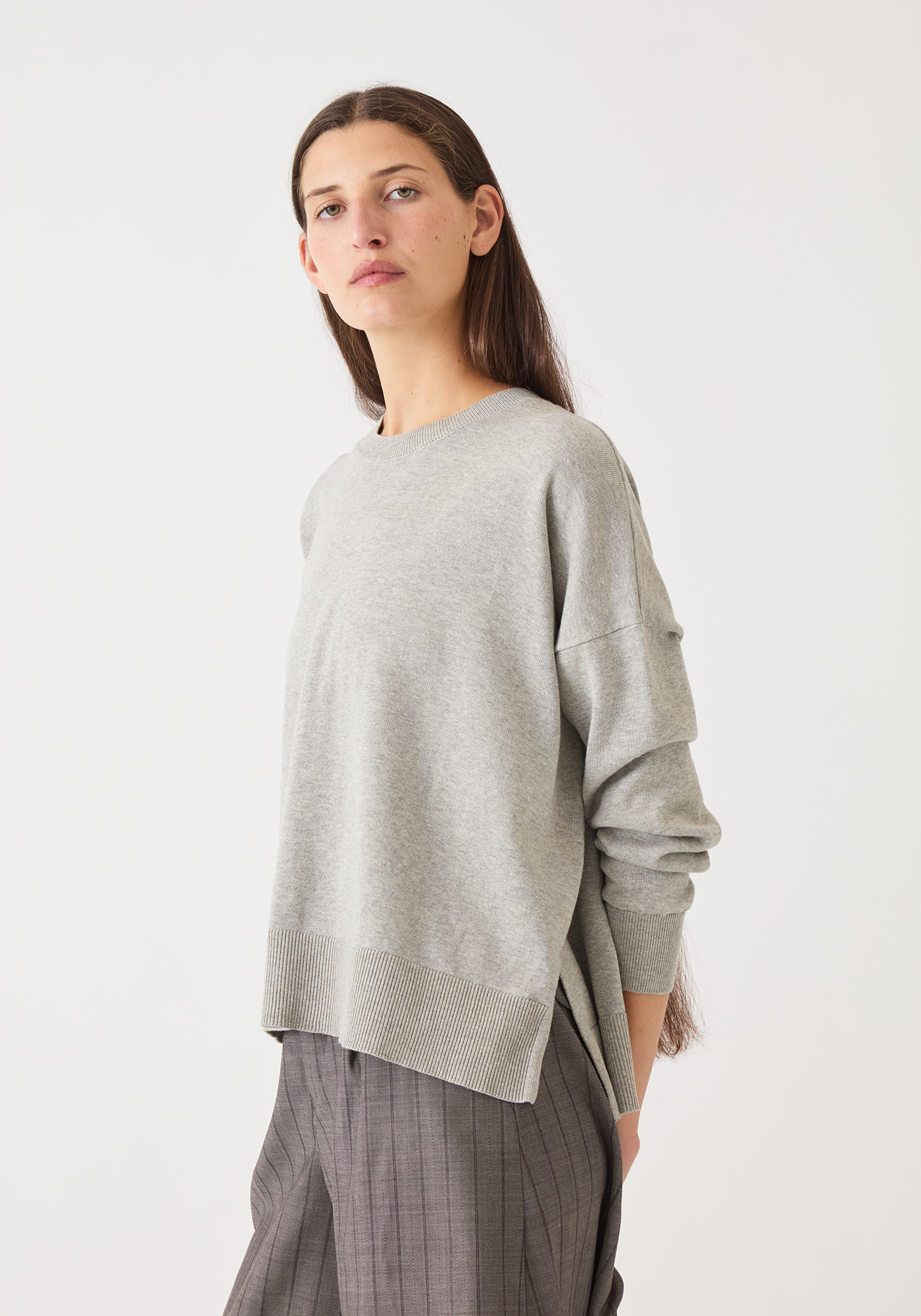 Elle Cotton Cashmere Sweater - Heather Grey