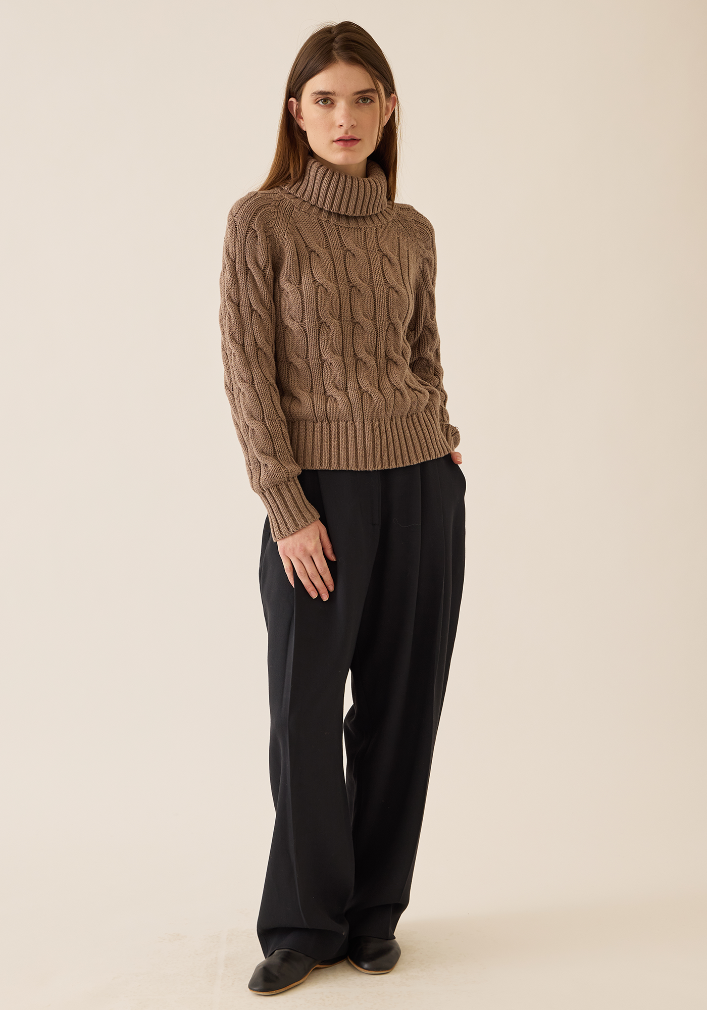 Elsie Cotton Cashmere Turtleneck Sweater