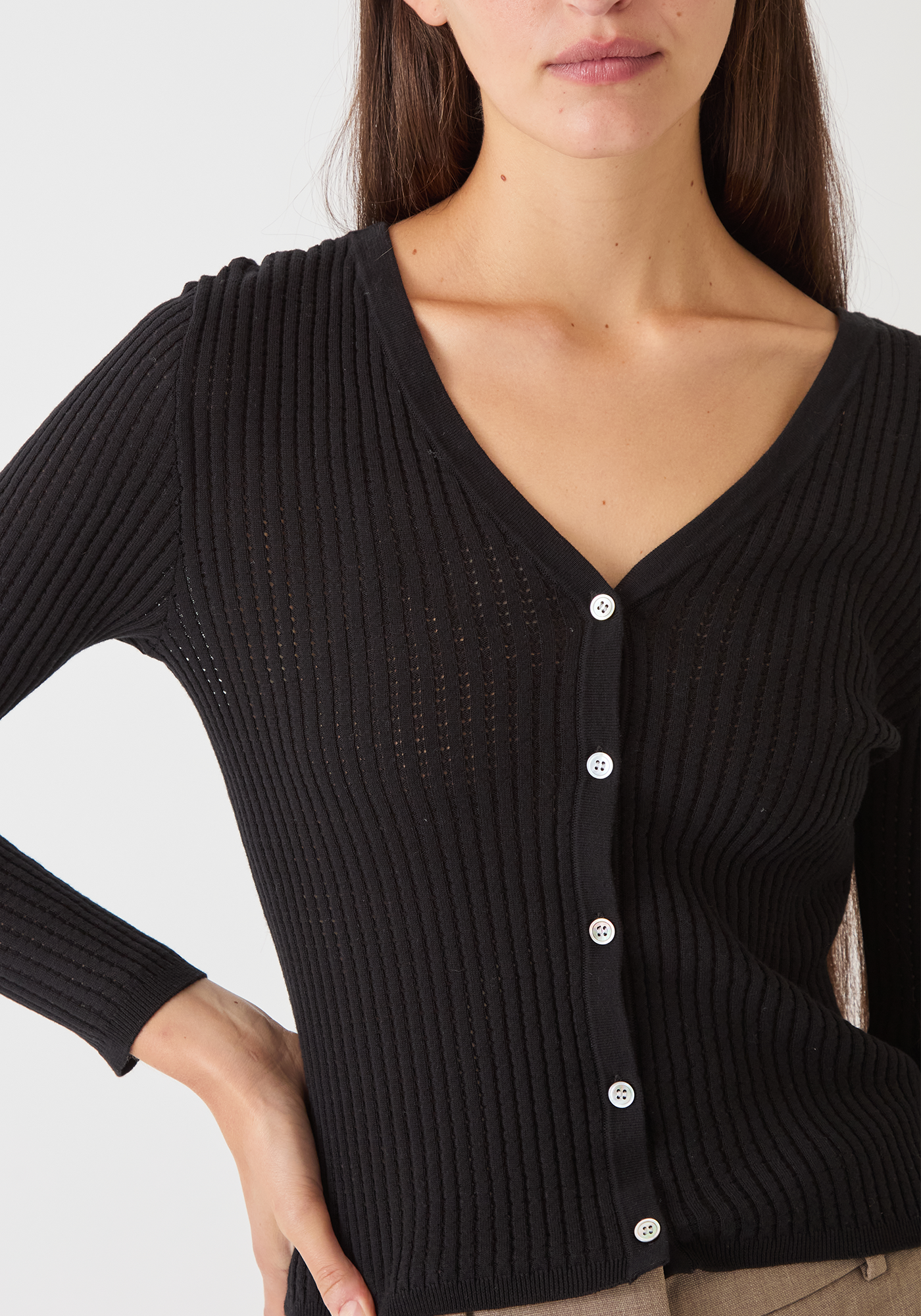 Frida Cotton Cardigan - Black