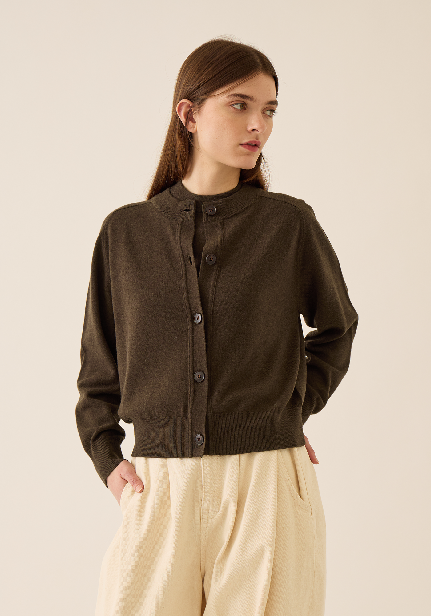 Gwen Crew Neck Cardigan ロンハーマン　デミリー ロンハーマン別注 DEMYLEE デミリー 23AW 別注 Gwen Crew Neck