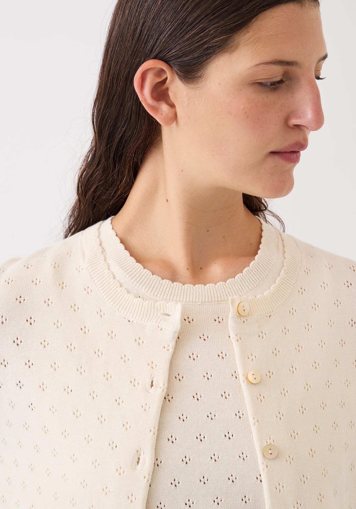 Linda Pointelle Cotton Cardigan