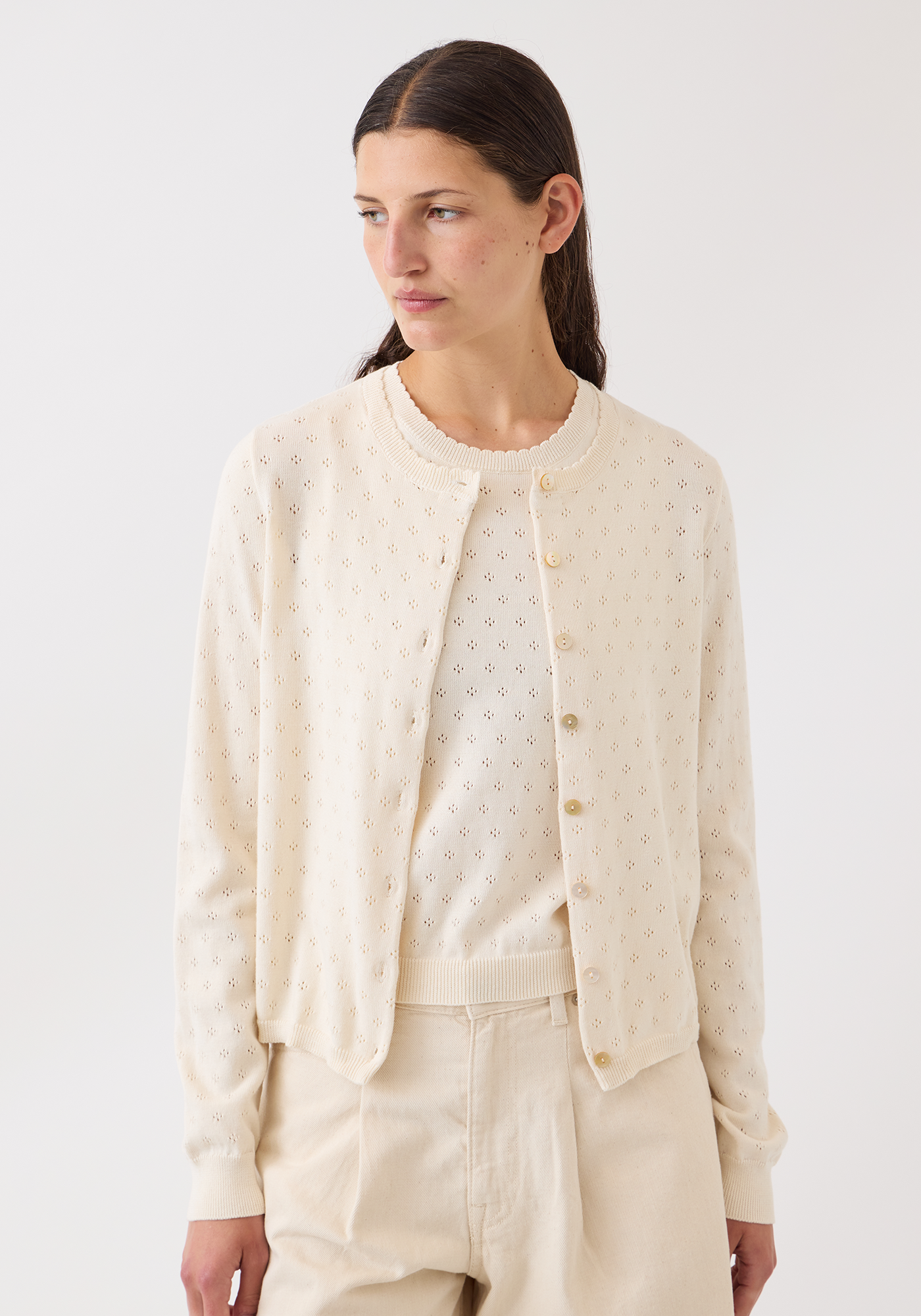 Linda Pointelle Cotton Cardigan