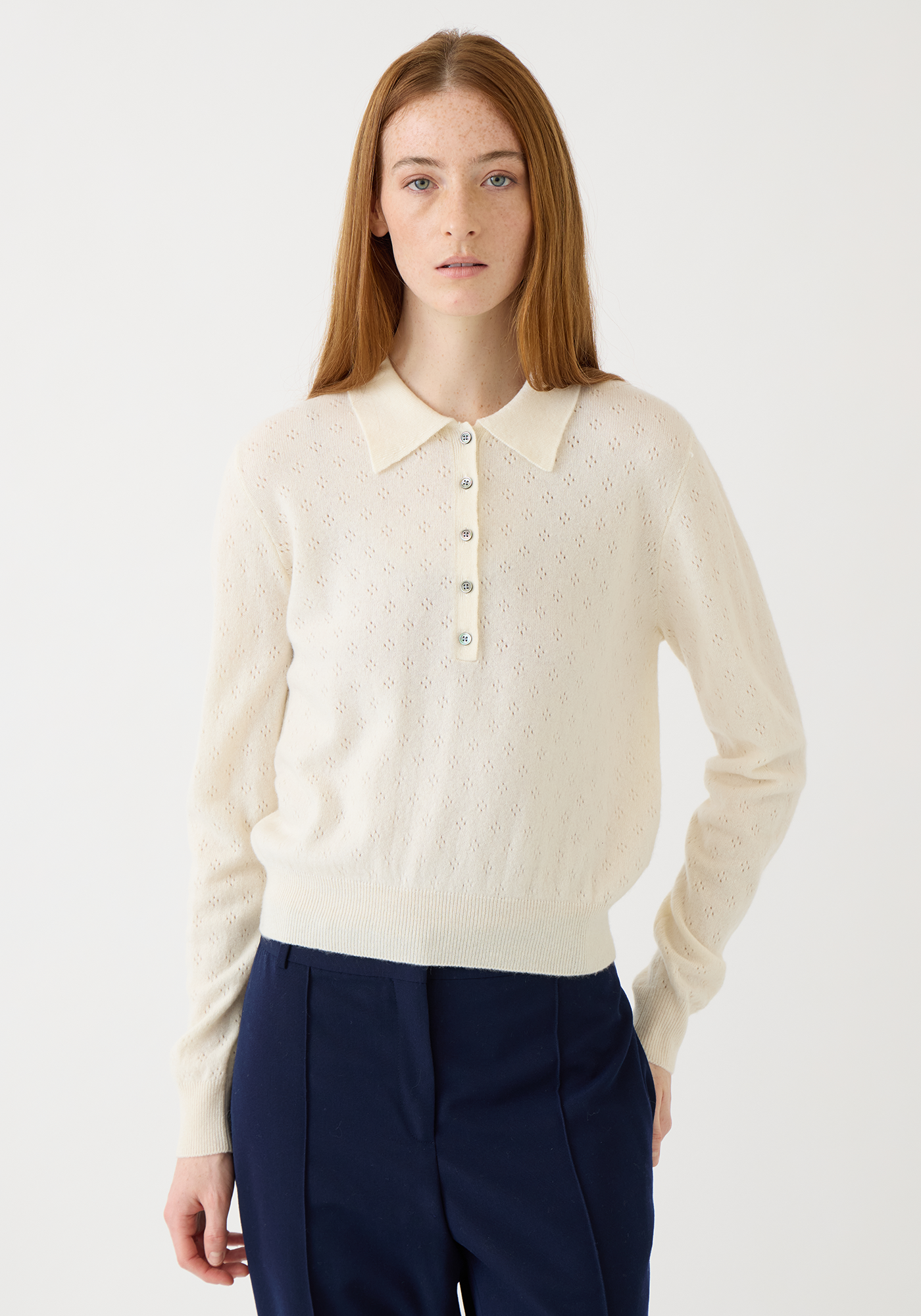 Lottie Pointelle Cashmere Polo