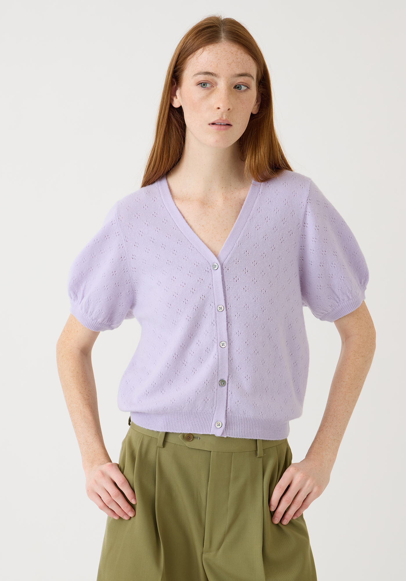 Lucy Pointelle Cashmere Cardigan