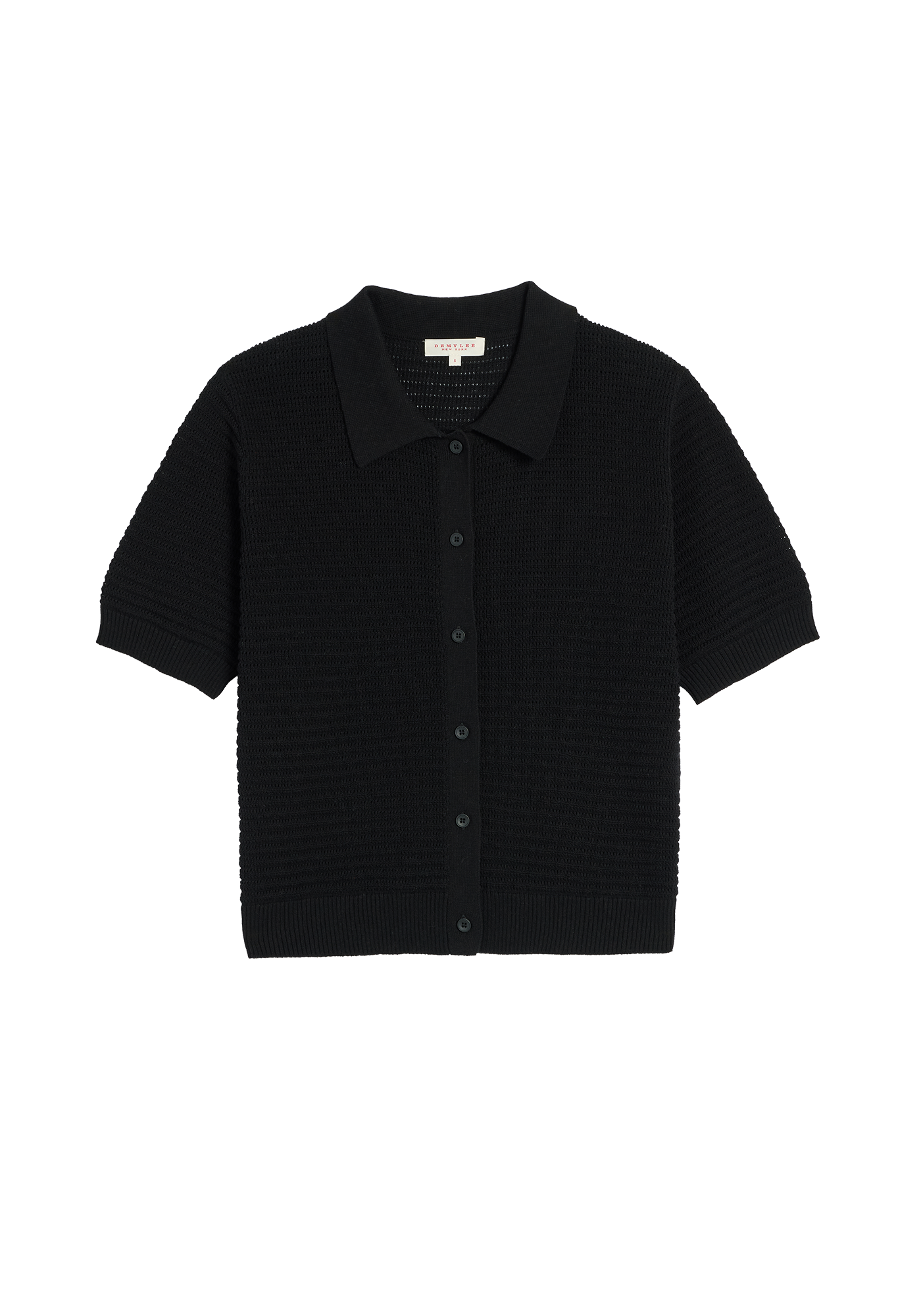 Rachel Pointelle Rib Cotton Polo Top