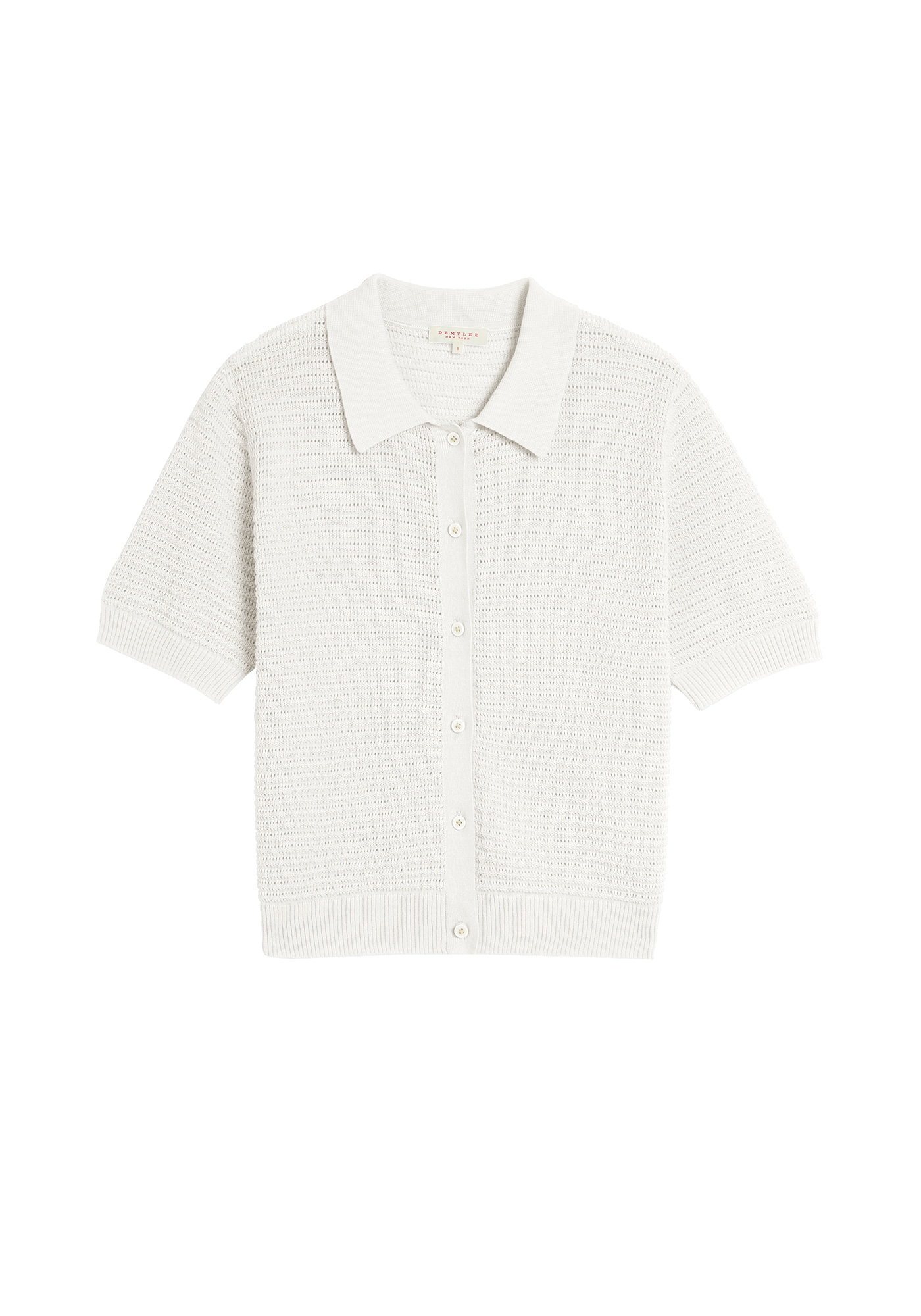 Rachel Pointelle Rib Cotton Polo Top
