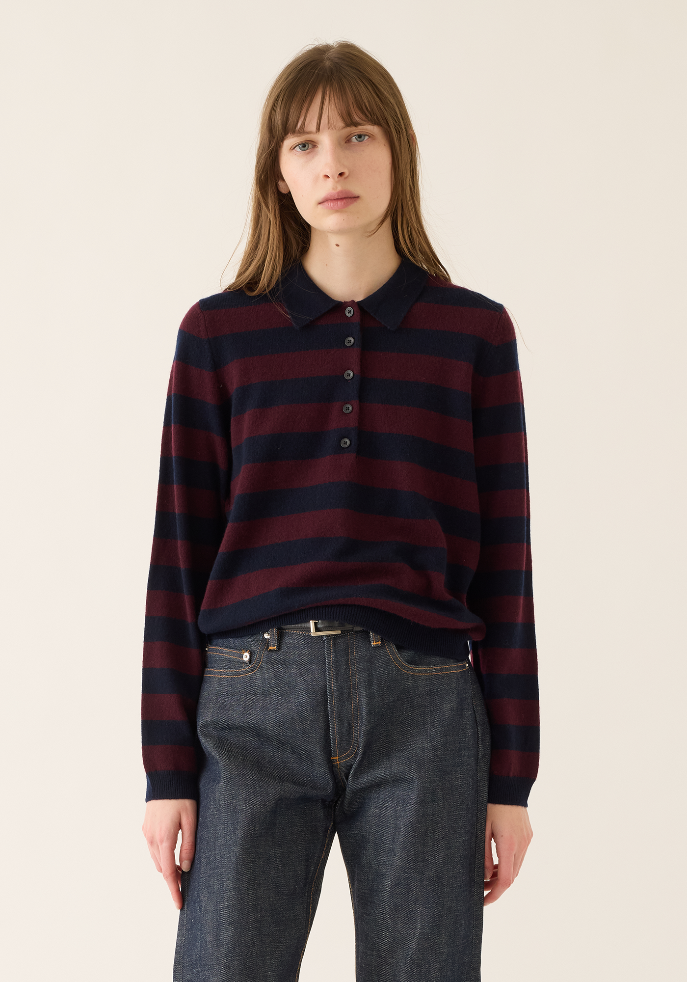 Ruth Stripe Cashmere Polo Sweater