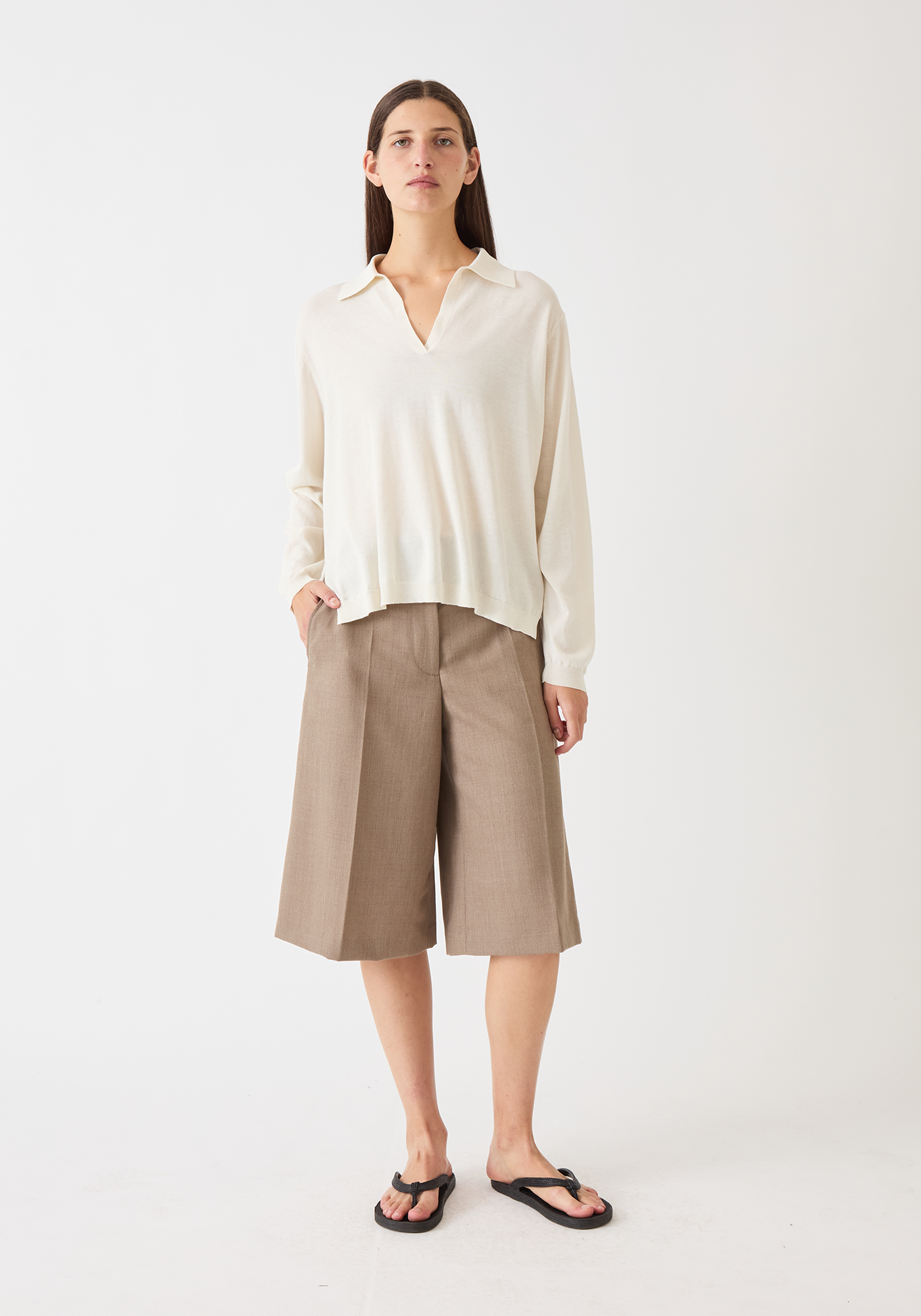 Sora Fine Pima Cotton Sweater - White