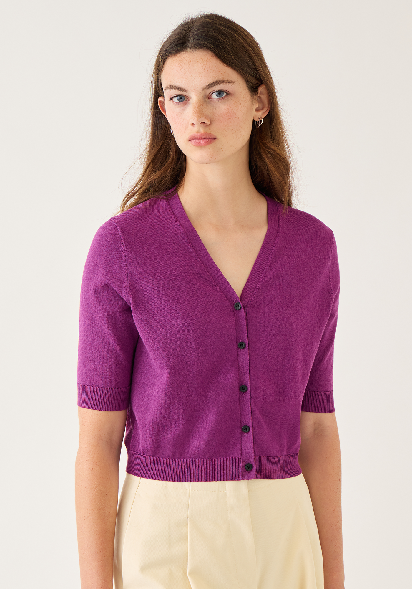 Tate Fine Cotton Stretch Cardigan
