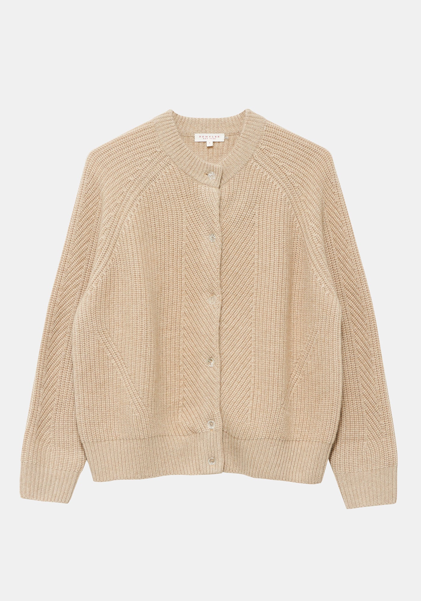 Light Beige Cashmere Mindy Cardigan - Clear Glass