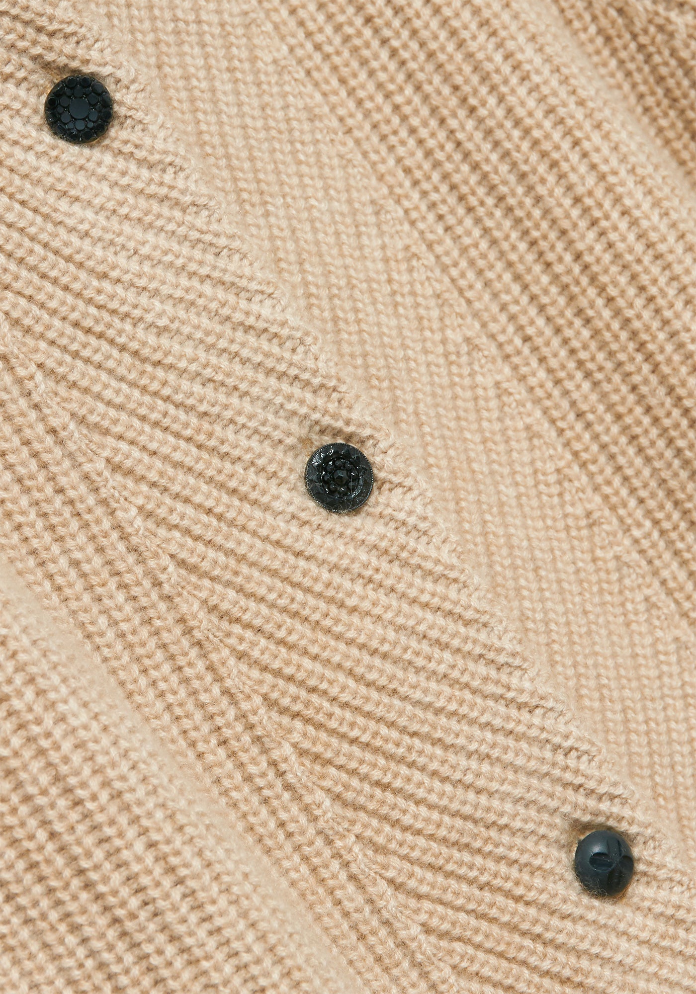 Light Beige Cashmere Mindy Cardigan - Round Black Glass