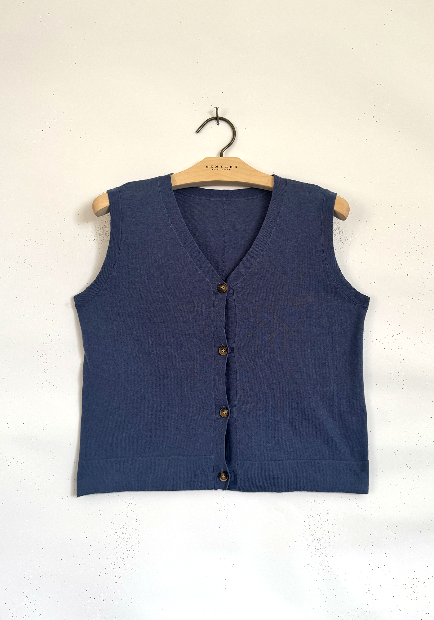 V-neck Sleeveless Cardigan - Marble Blue