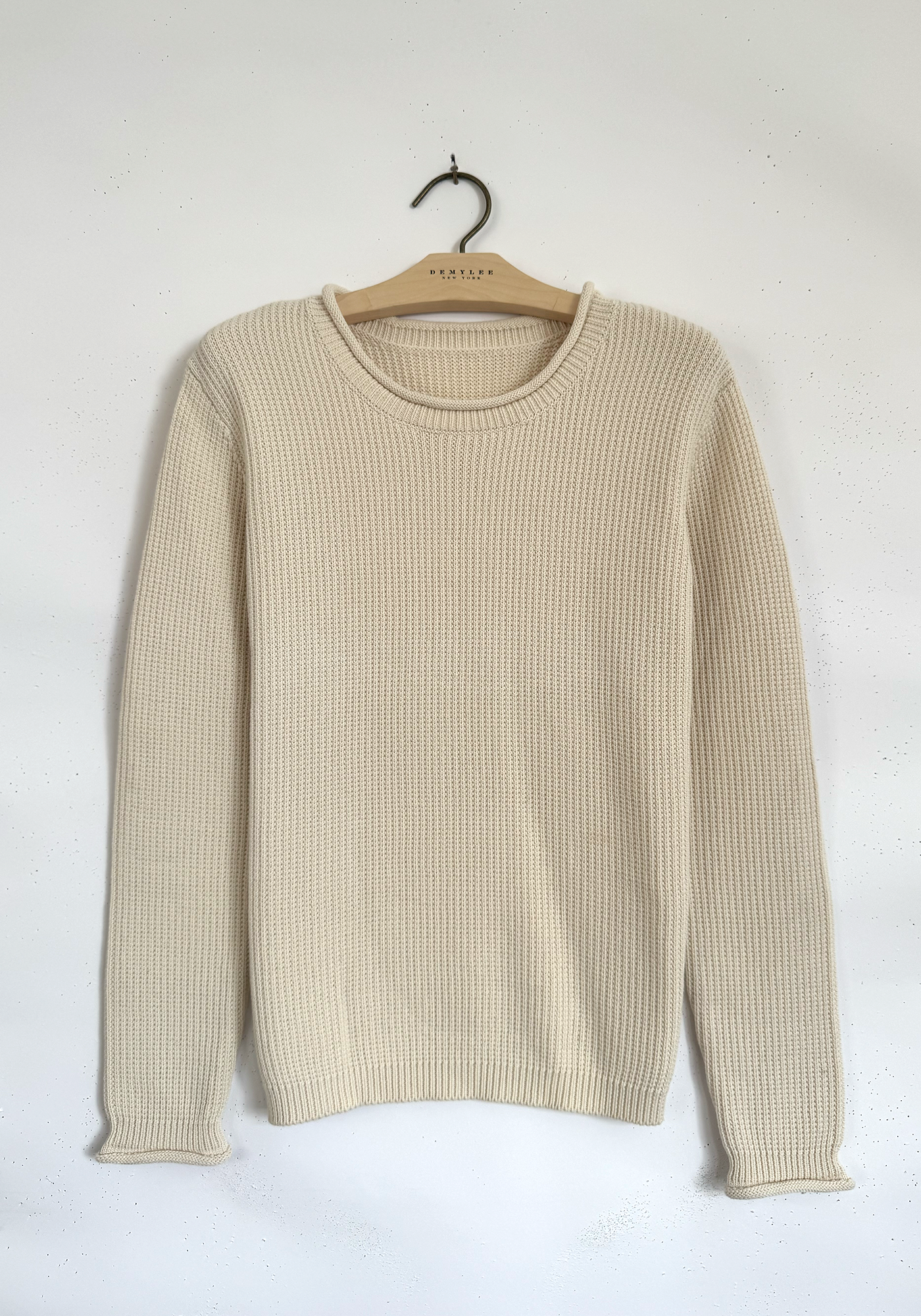 Crewneck Rolled Edge Sweater - Ivory