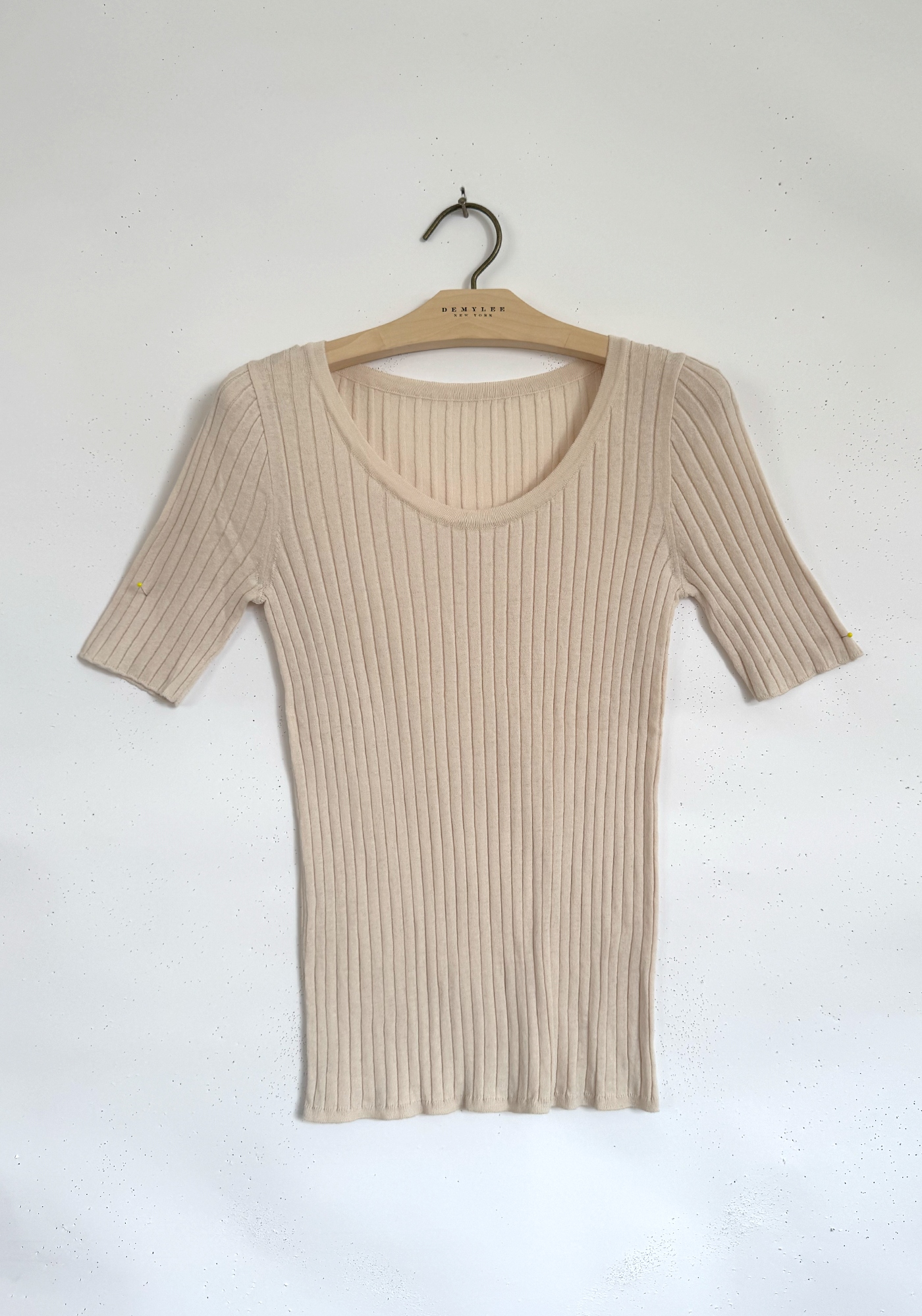 Scoop-neck Ribbed Top - Off White