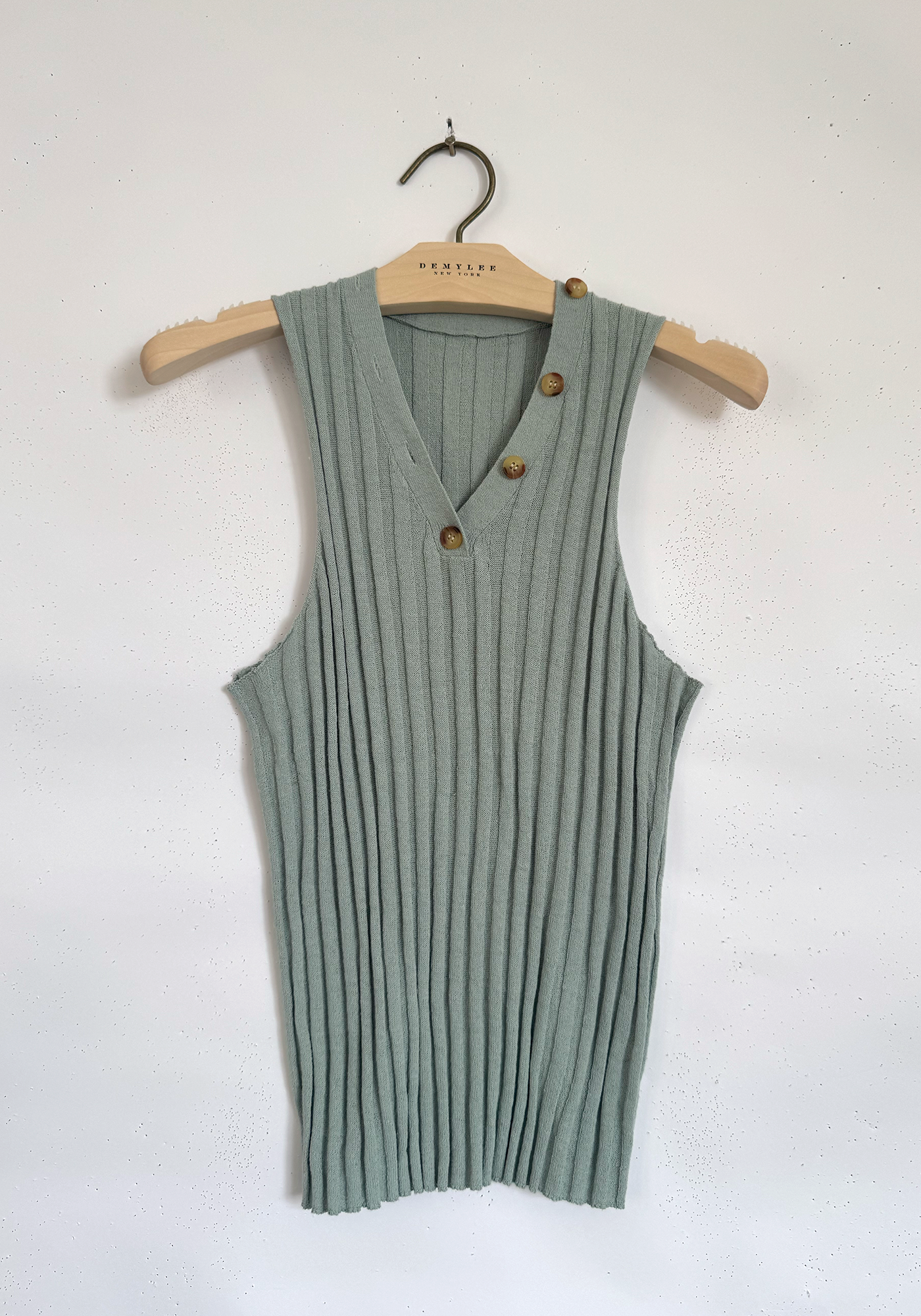 V-neck Ribbed Sleeveless Top - Sea Foam