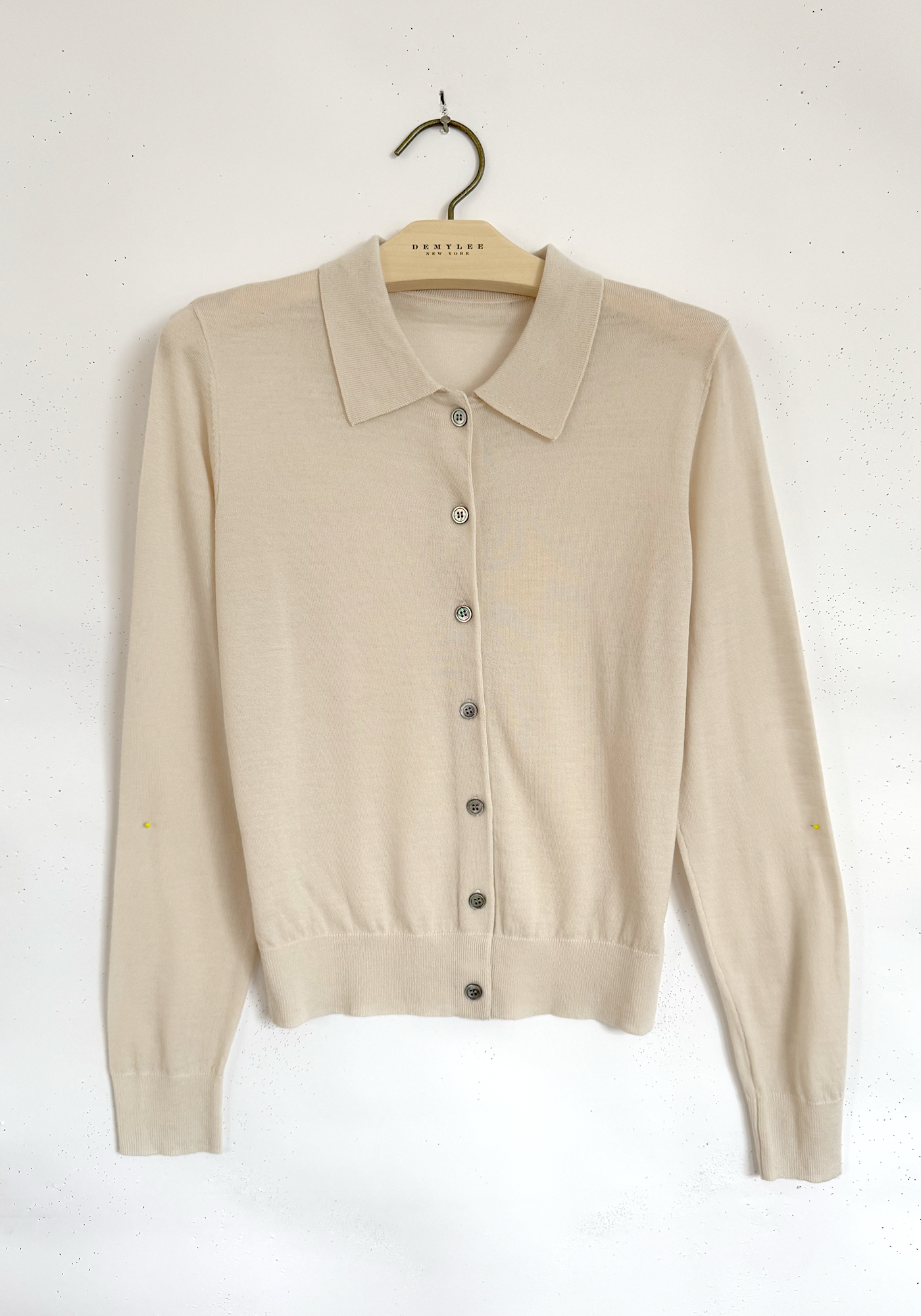 Superfine Merino Polo Cardigan - Coconut