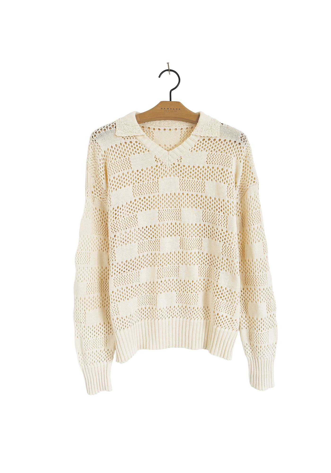 Crochet Collared Sweater - Off White