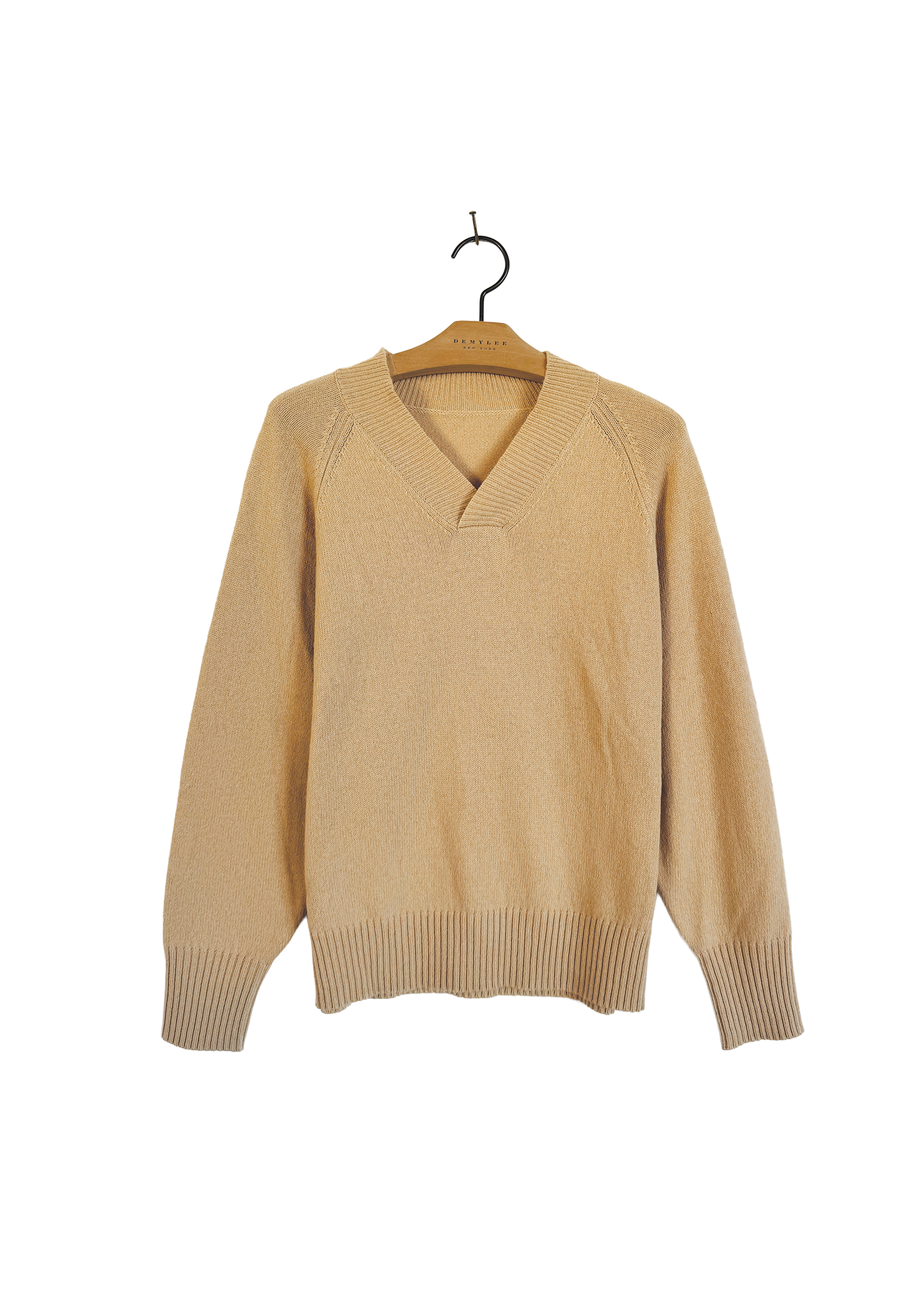 V-neck Wool Sweater - Wood