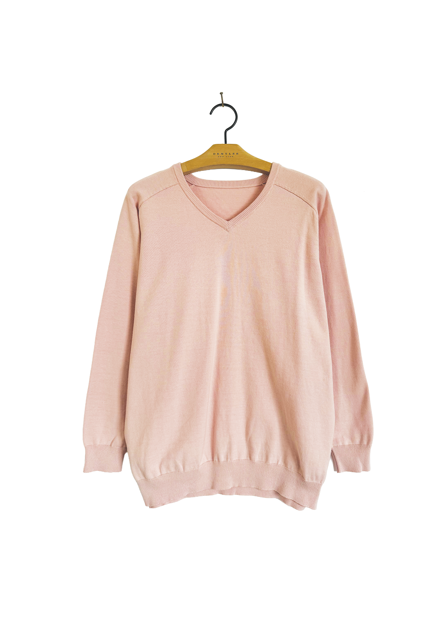Cotton V-neck Sweater - Light Pink