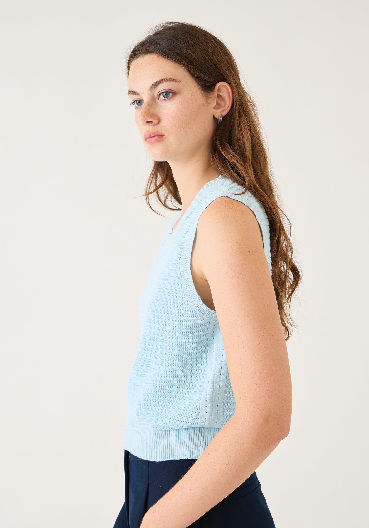 Andrea Pointelle Rib Cotton Top