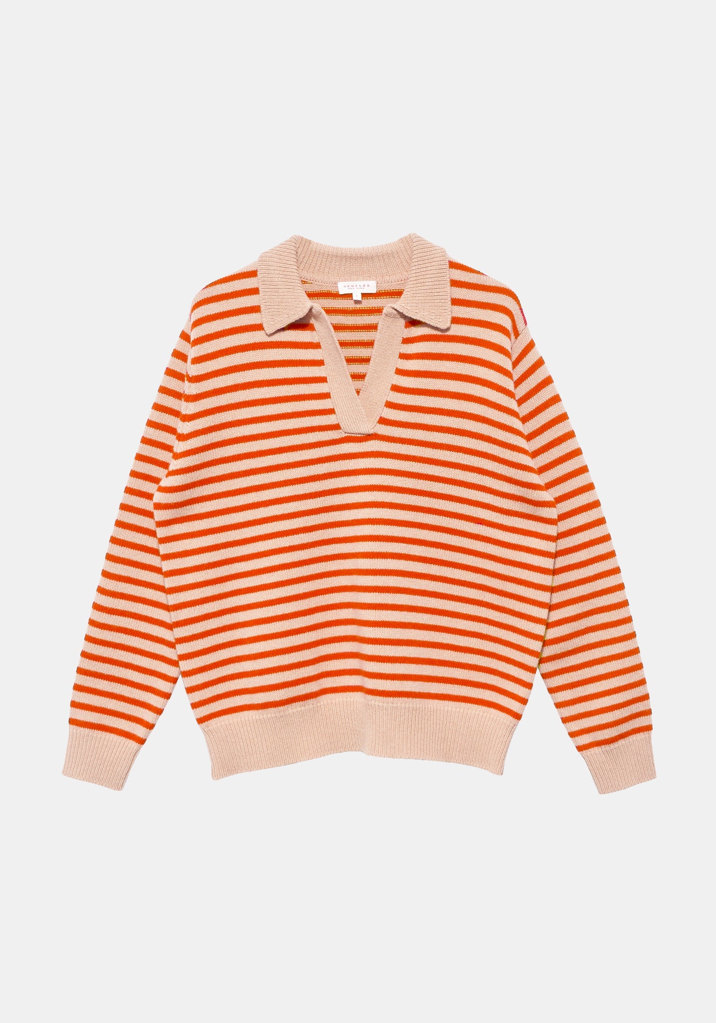 Lucian Stripe Sweater - Biscuit / Orange Peel