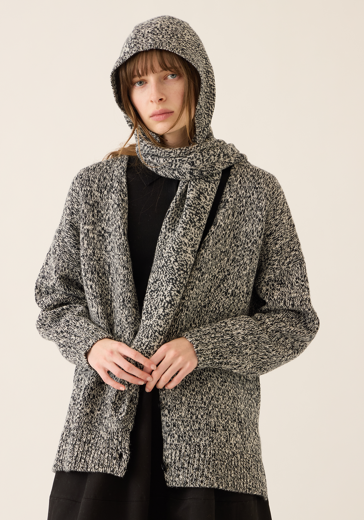 Aster Wool Melange Hooded Scarf