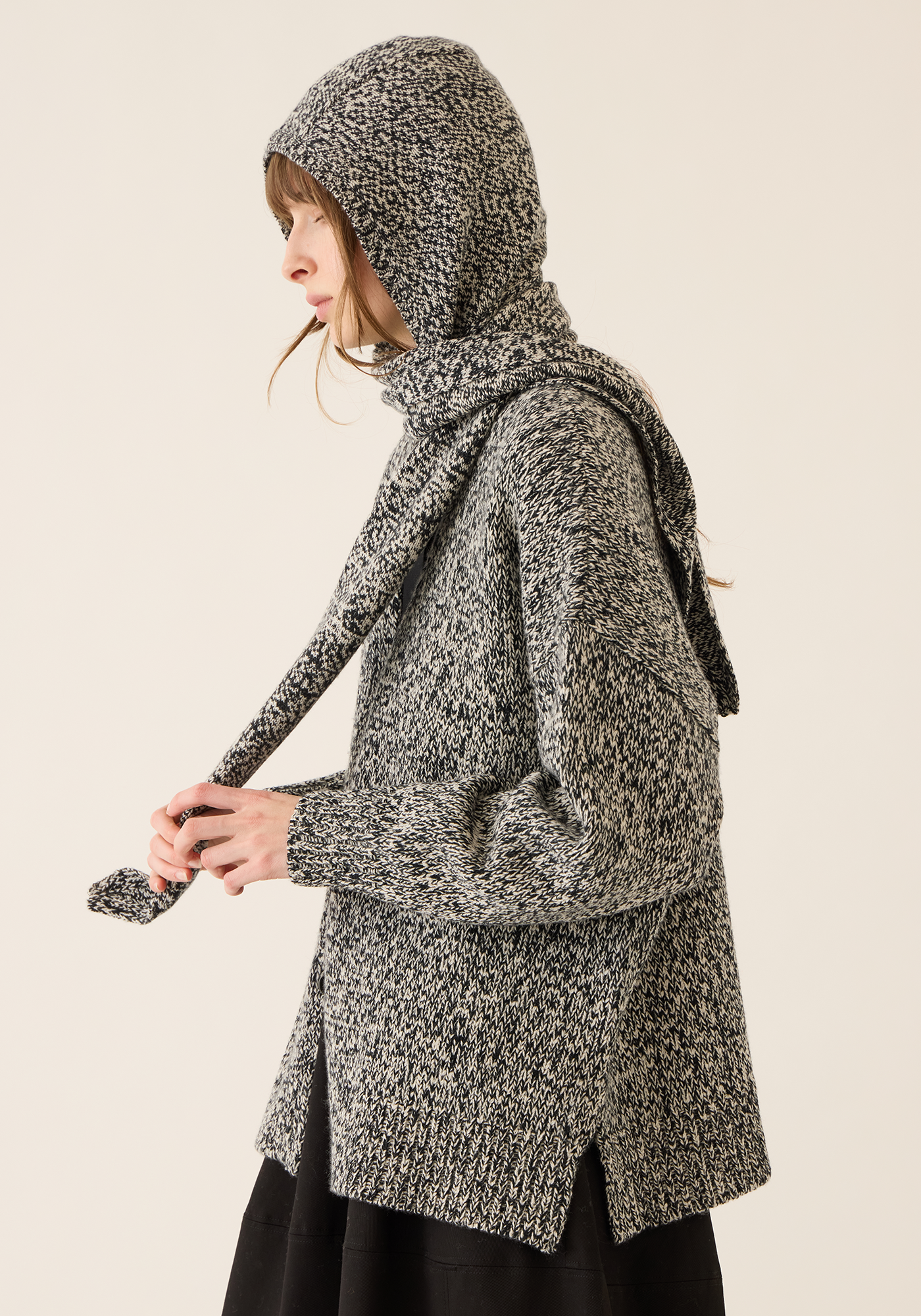 Aster Wool Melange Hooded Scarf