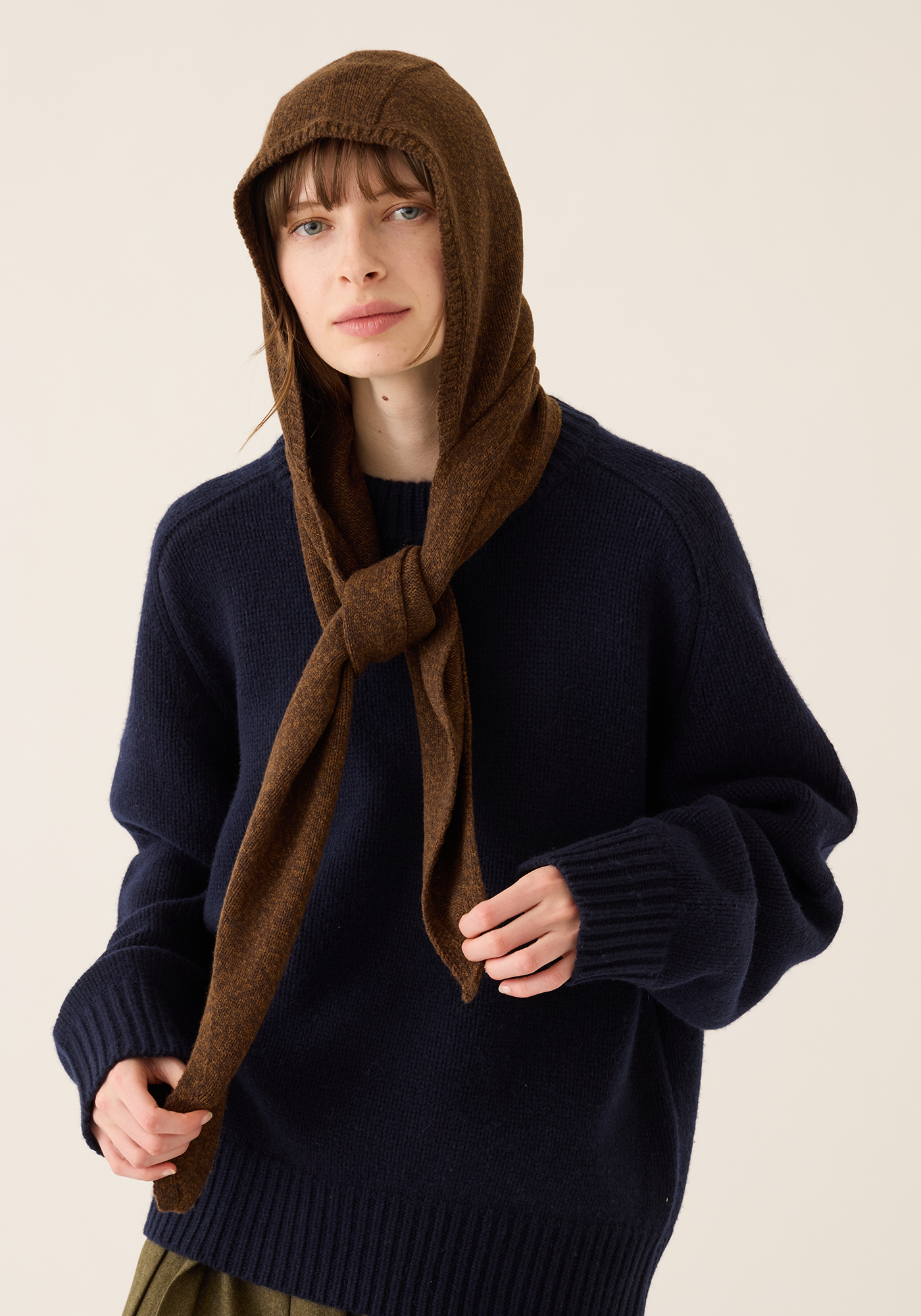 Aster Wool Melange Hooded Scarf