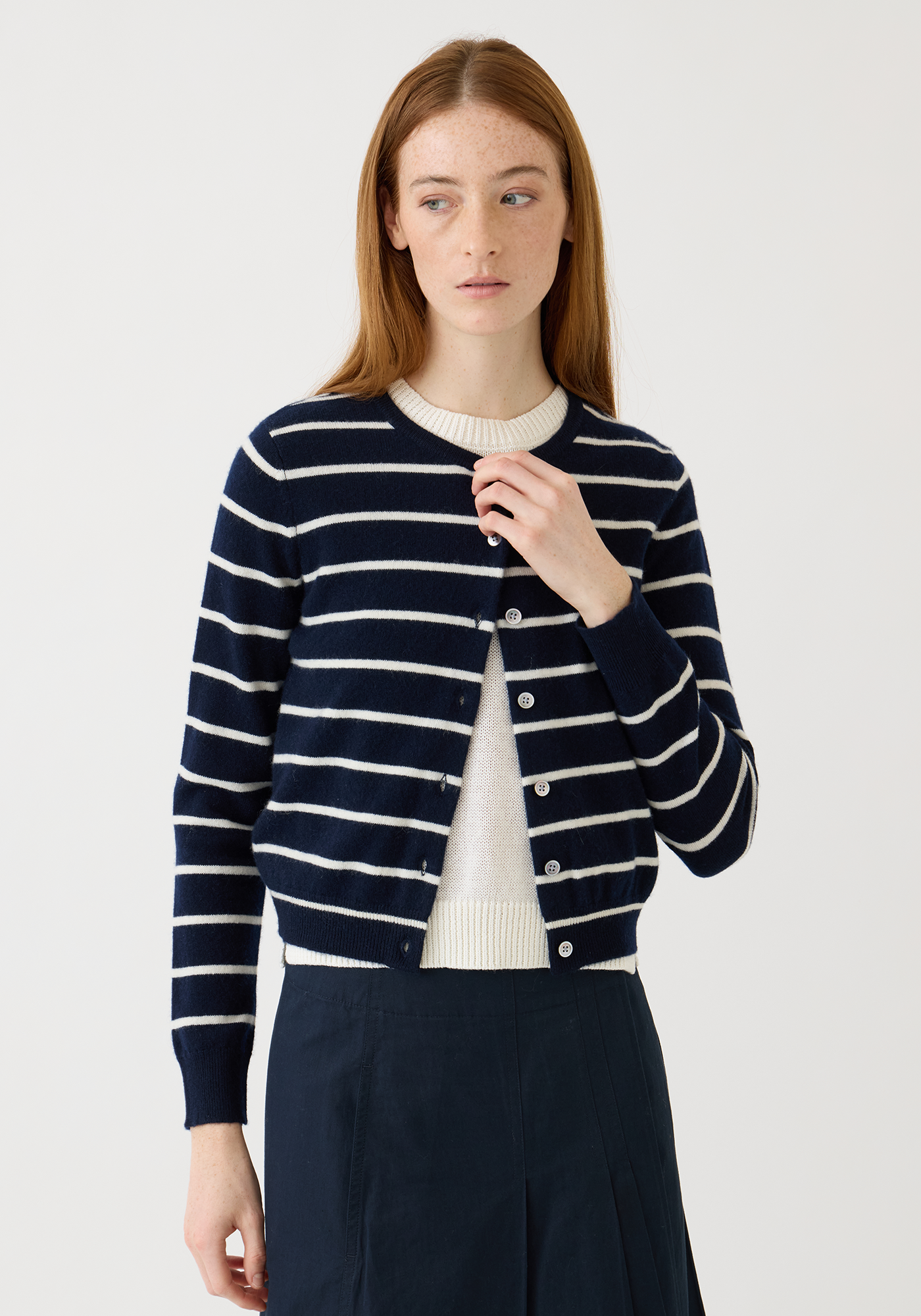 Ava Stripe Cashmere Cardigan