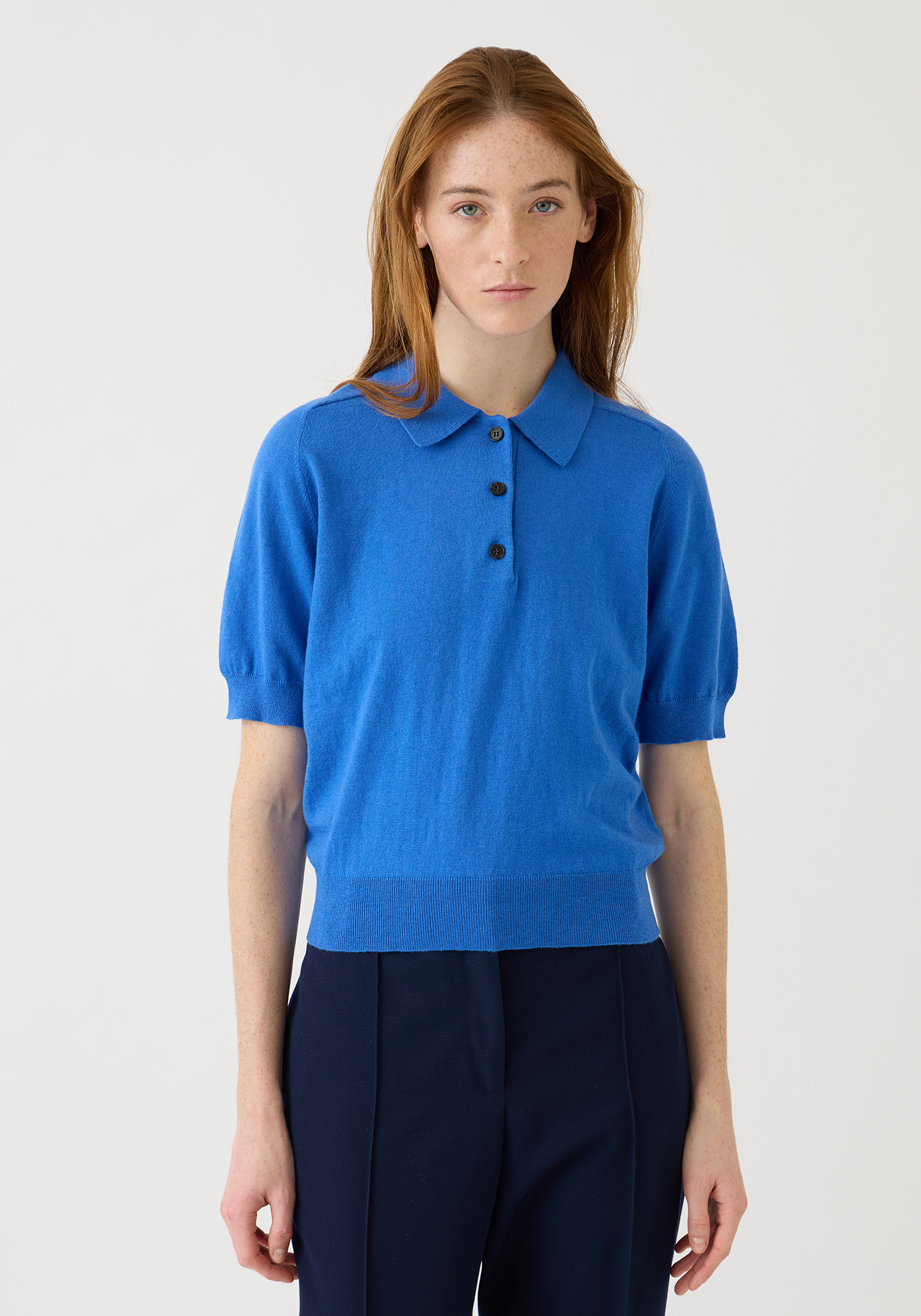 Billie Cotton Cashmere Polo Top