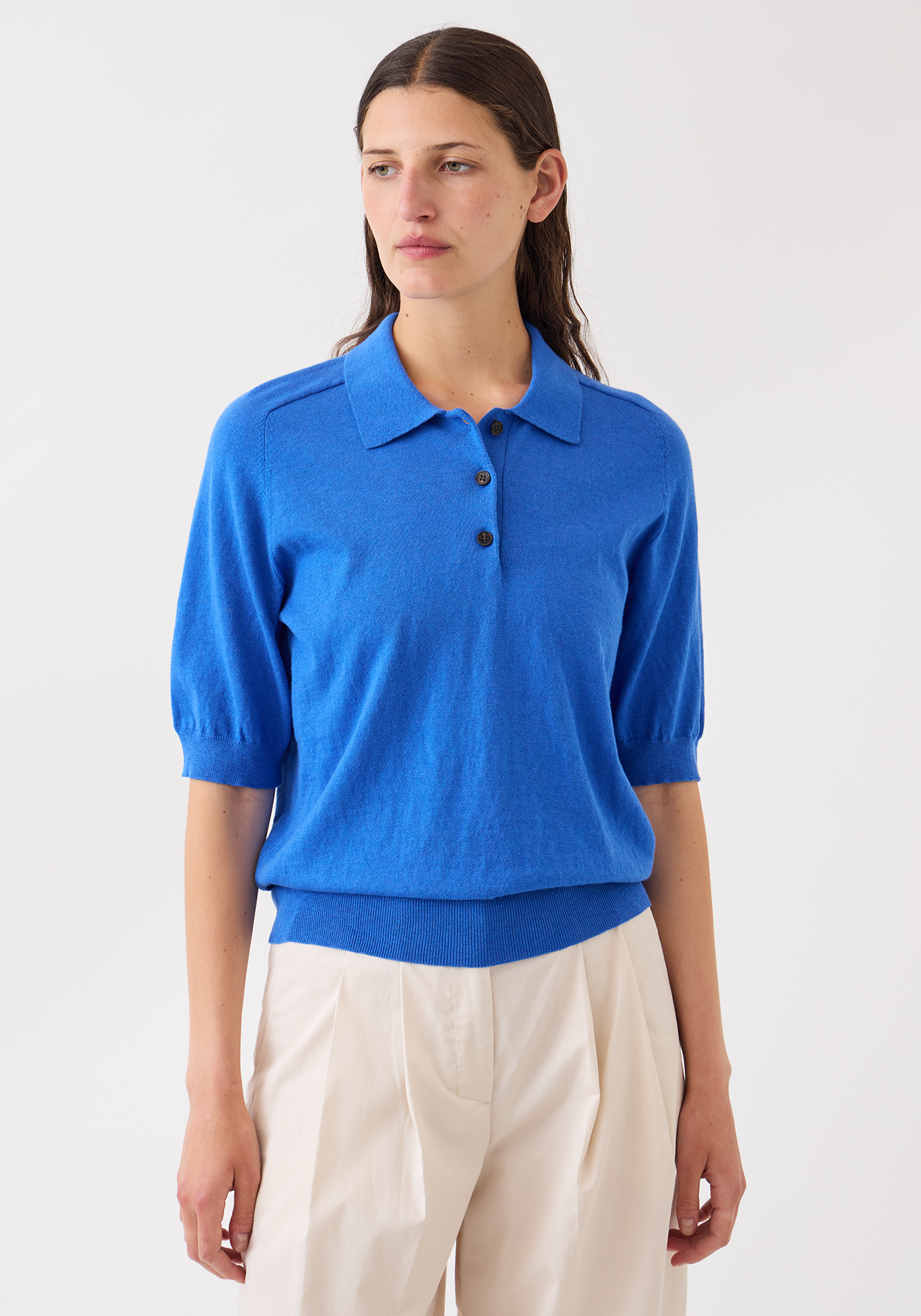 Billie Cotton Cashmere Polo Top