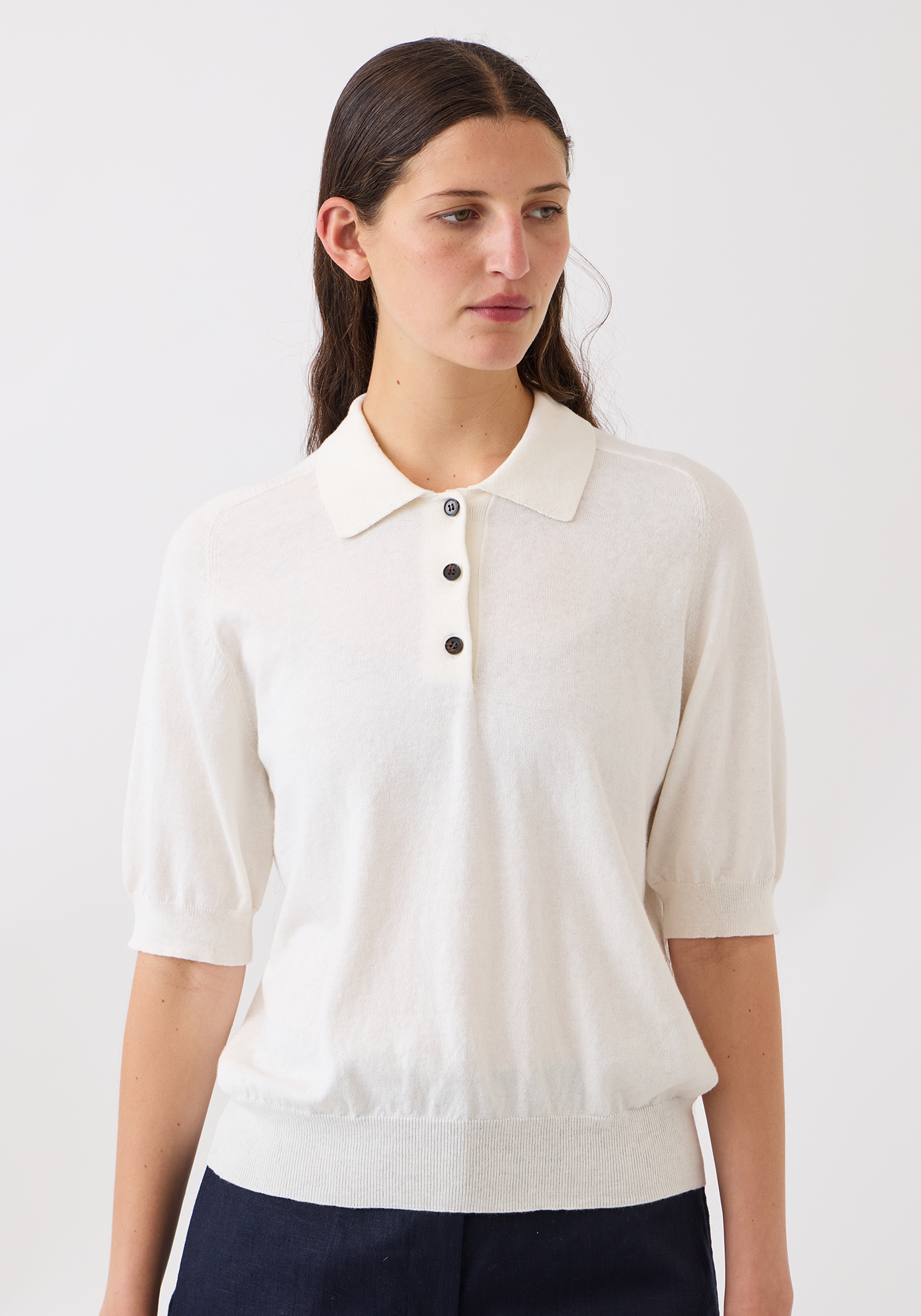 Billie Cotton Cashmere Polo Top