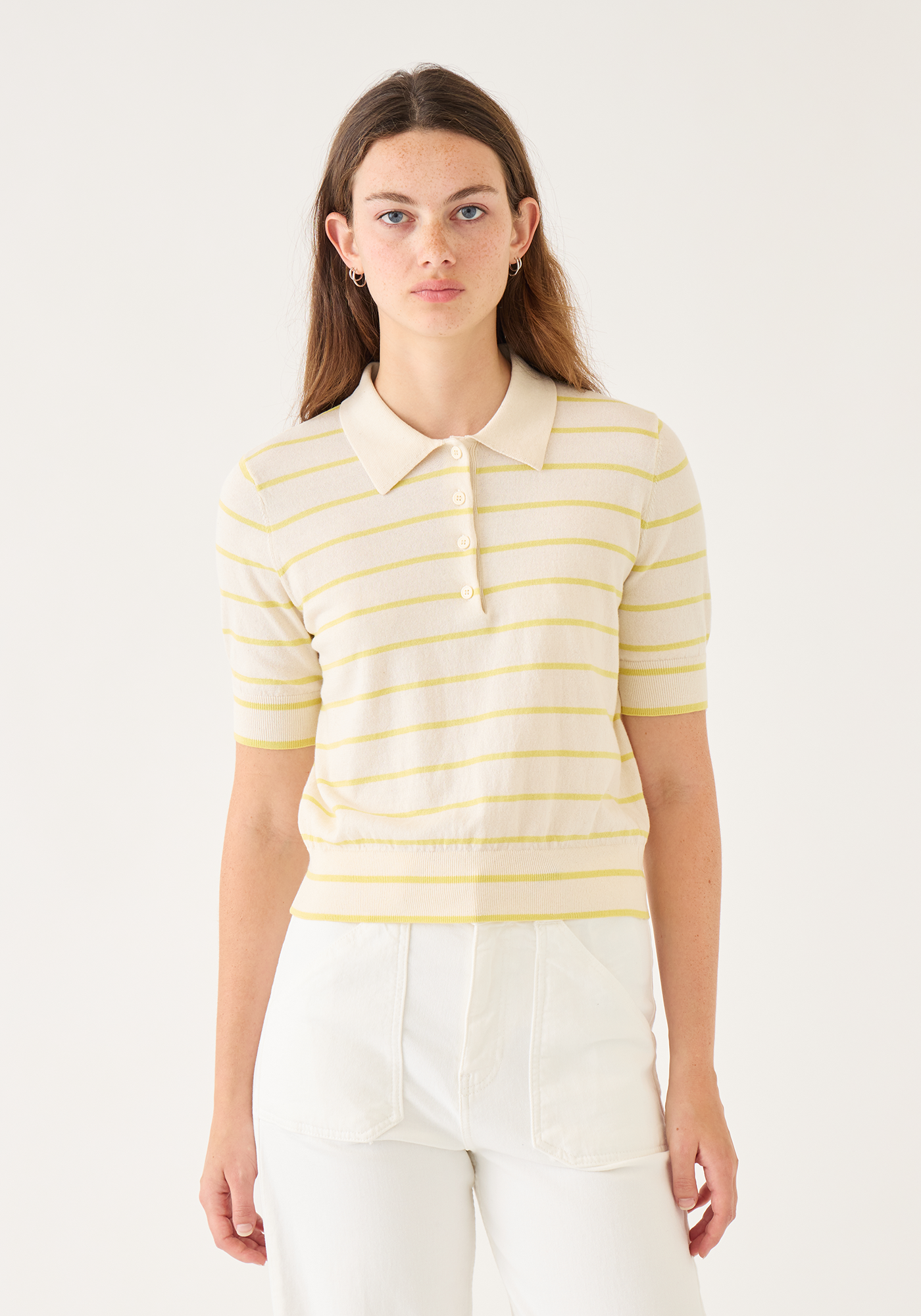 Cameron Stripe Cotton Polo Top